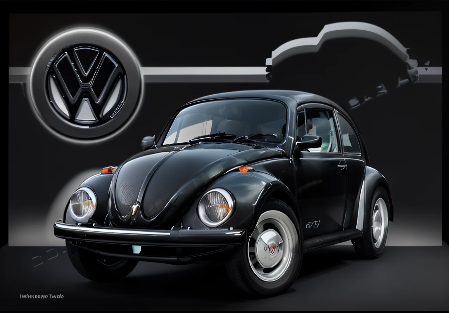 black background, new beetle, driving
