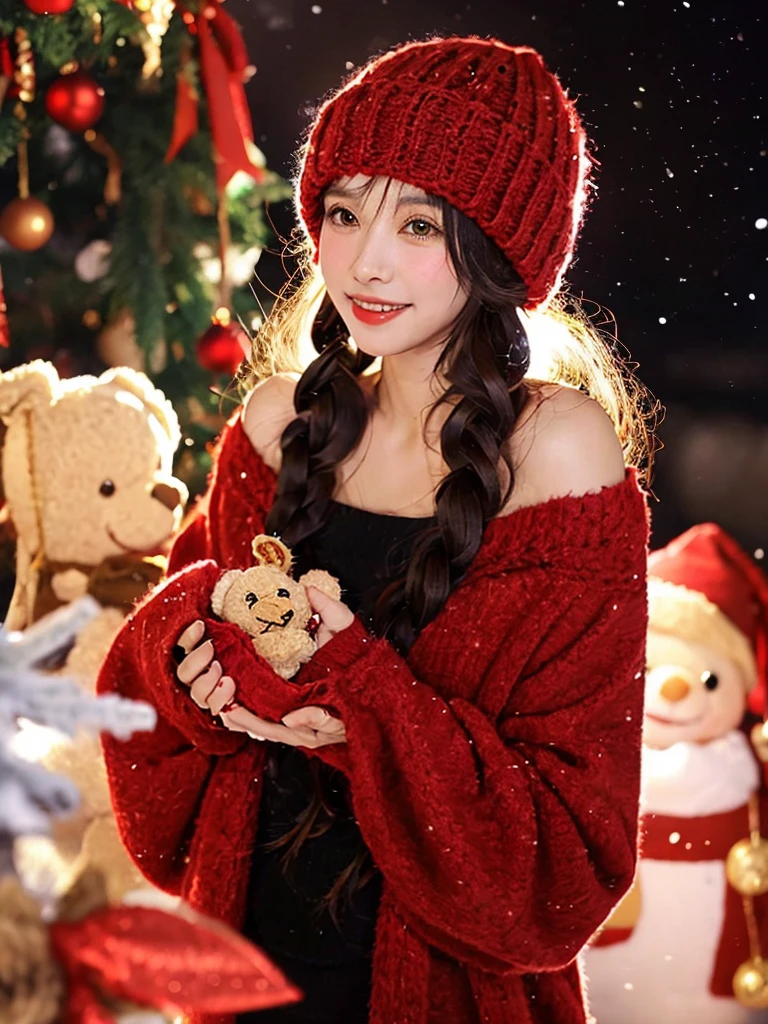 Husband wearing santa hat and teddy bear in snowy scene, Zheng Zhongshan&#39;Number of photos, Douban, Putting up with, Popular topics on cgstation, gas station trends, Christmas Eve, Cute big breasts:2, Qingdao Qianfan, Di Li Gerba, 1614572159