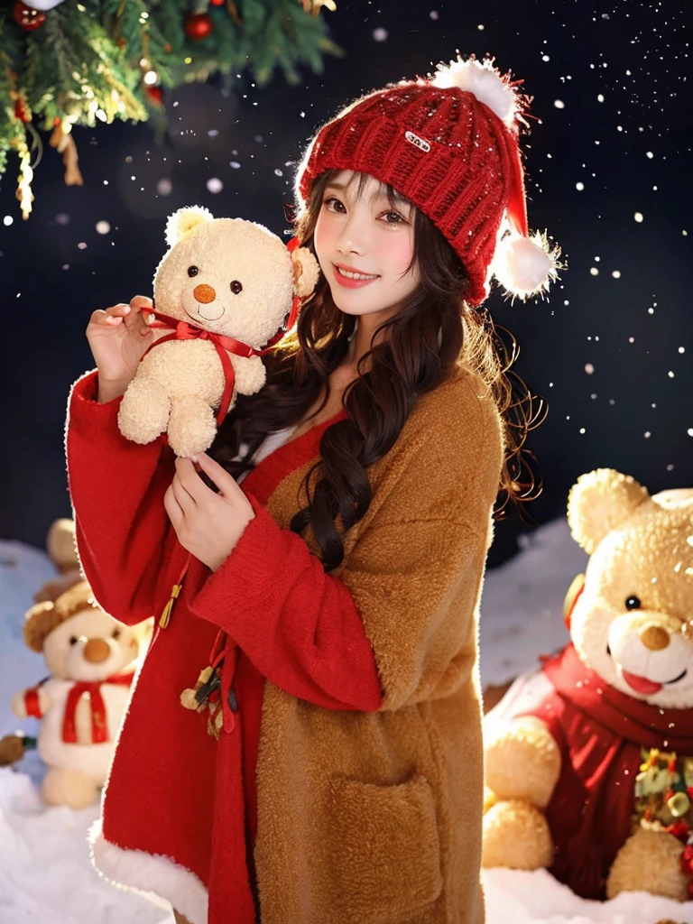 Husband wearing santa hat and teddy bear in snowy scene, Zheng Zhongshan&#39;Number of photos, Douban, Putting up with, Popular topics on cgstation, gas station trends, Christmas Eve, Cute big breasts:2, Qingdao Qianfan, Di Li Gerba, 1614572159