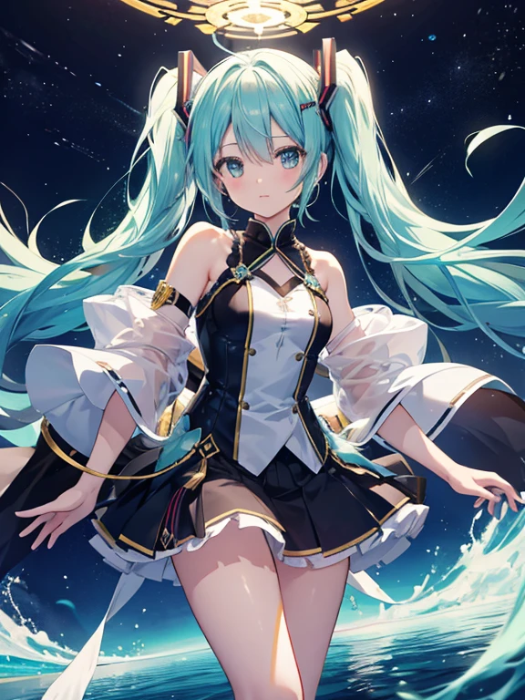 Miku hatsune,noche egipcia,Danzas fascinantes, fondo egipcio, piel morena, ropa dorada