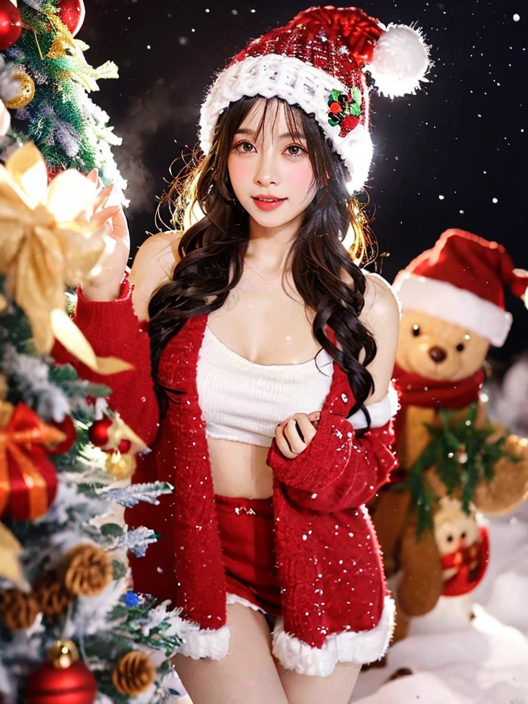 Husband wearing santa hat and teddy bear in snowy scene, Zheng Zhongshan&#39;Number of photos, Douban, Putting up with, Popular topics on cgstation, gas station trends, Christmas Eve, Cute big breasts:2, Qingdao Qianfan, Di Li Gerba, 1614572159