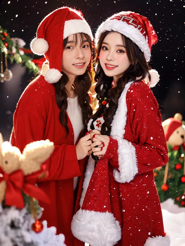 Husband wearing santa hat and teddy bear in snowy scene, Zheng Zhongshan&#39;Number of photos, Douban, Putting up with, Popular topics on cgstation, gas station trends, Christmas Eve, Cute big breasts:2, Qingdao Qianfan, Di Li Gerba, 1614572159