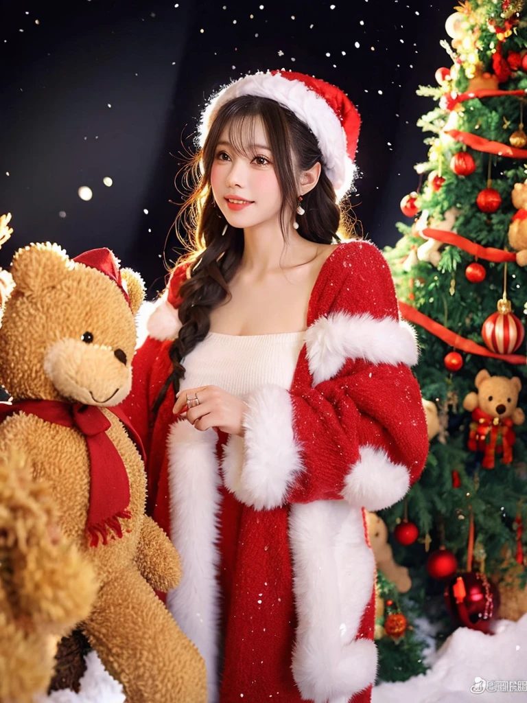 Husband wearing santa hat and teddy bear in snowy scene, Zheng Zhongshan&#39;Number of photos, Douban, Putting up with, Popular topics on cgstation, gas station trends, Christmas Eve, Cute big breasts:2, Qingdao Qianfan, Di Li Gerba, 1614572159