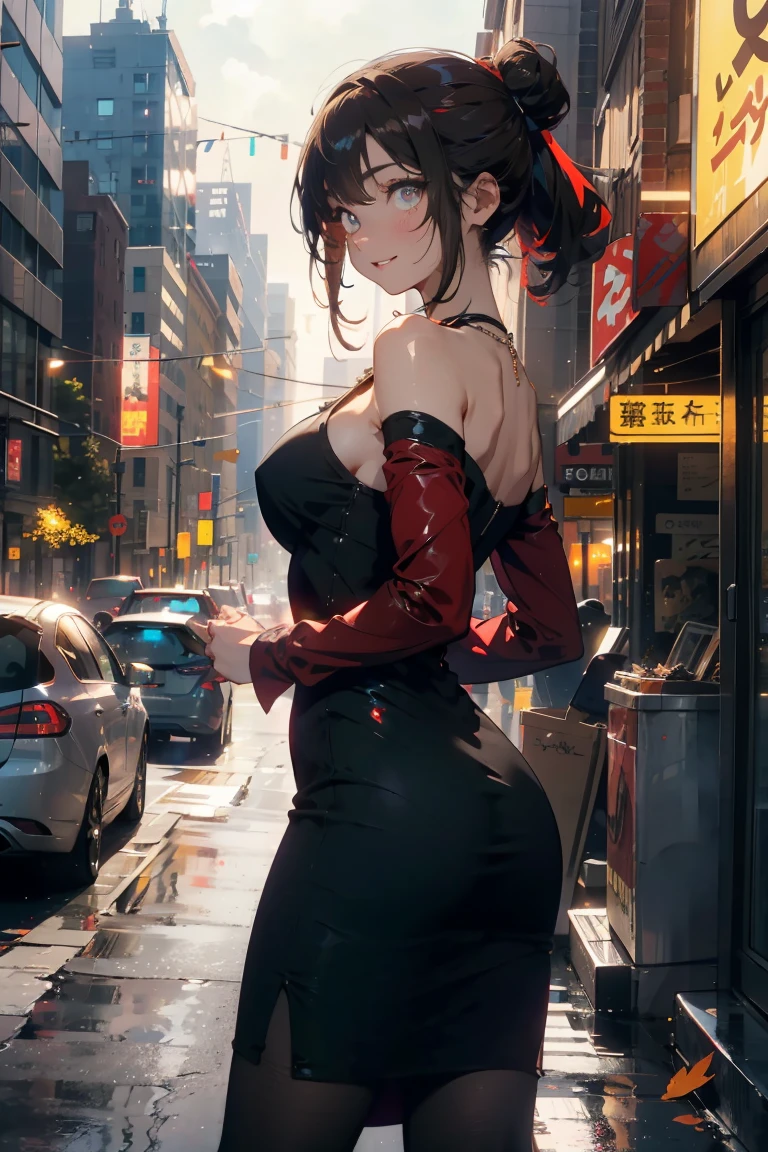 1 female，35 years old，Slim，very big ，Big breasts and thin waist，long legs， solo，（background with：，cherry blossom forest，Cyberpunk City）running， She has short black hair，View from the front， Twisted braid cloudy sky，（（（masterpiece），（Very detailed CG Unity 8k wallpaper），best quality，light，detailed background，Beautiful and delicate eyes，bright pupils，black eyes，snow white skin，red lips（Very delicate and beautiful），（Beautiful and detailed eye descriptions），Super detailed，masterpiece，））face camera，high resolution，Super detailed），Xia，穿上未来派钢铁Xia机甲，blue and red color scheme，