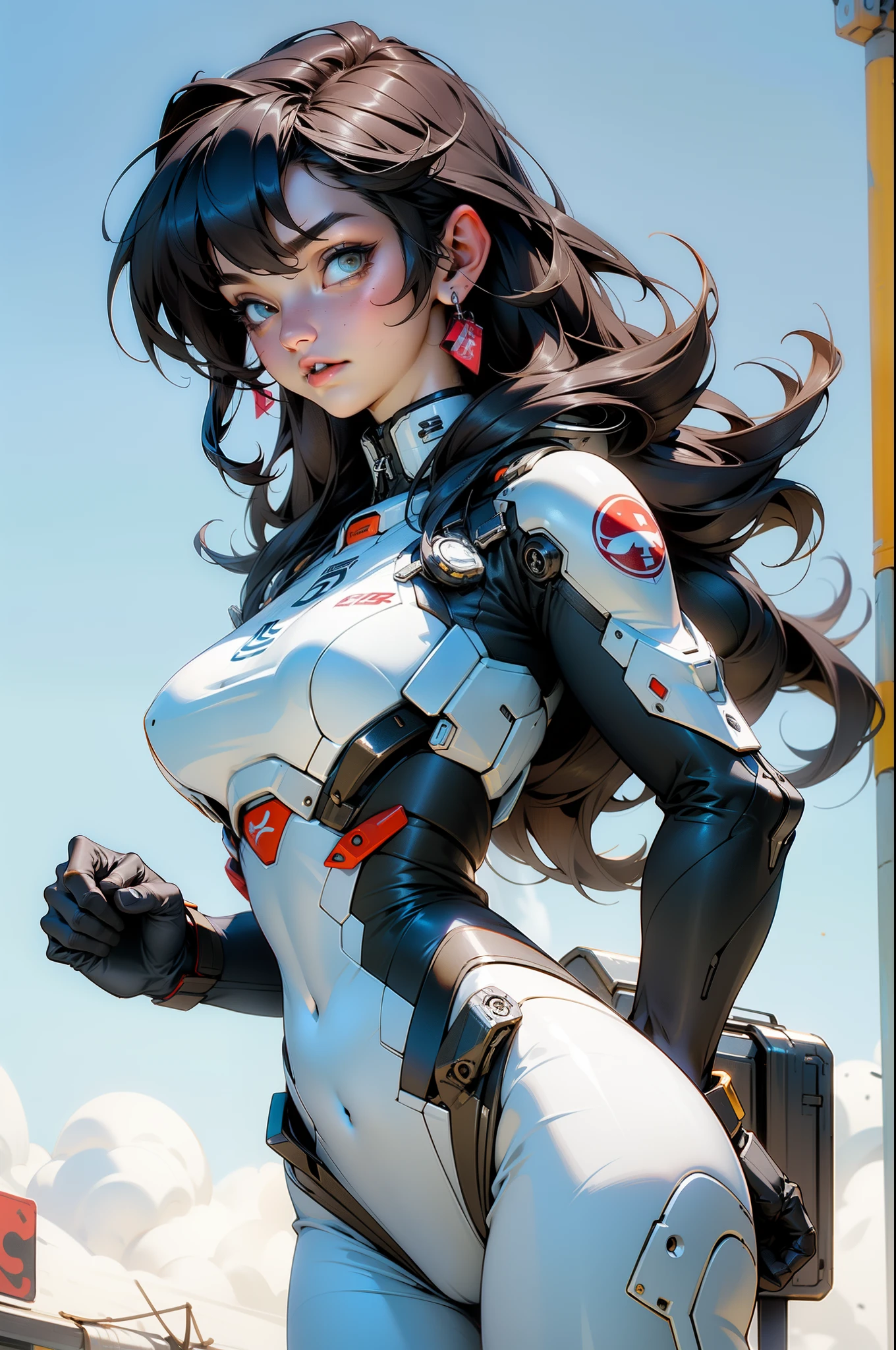 ((Best quality at best)), ((tmasterpiece)), (Detailed pubic hair: 1.4), (hoang lap), an 18 year old female,Ridiculously too big)(extremely large bosom)(maximal)The cleavage protrudes,proporções perfeitas, Stealth Nanosuit
