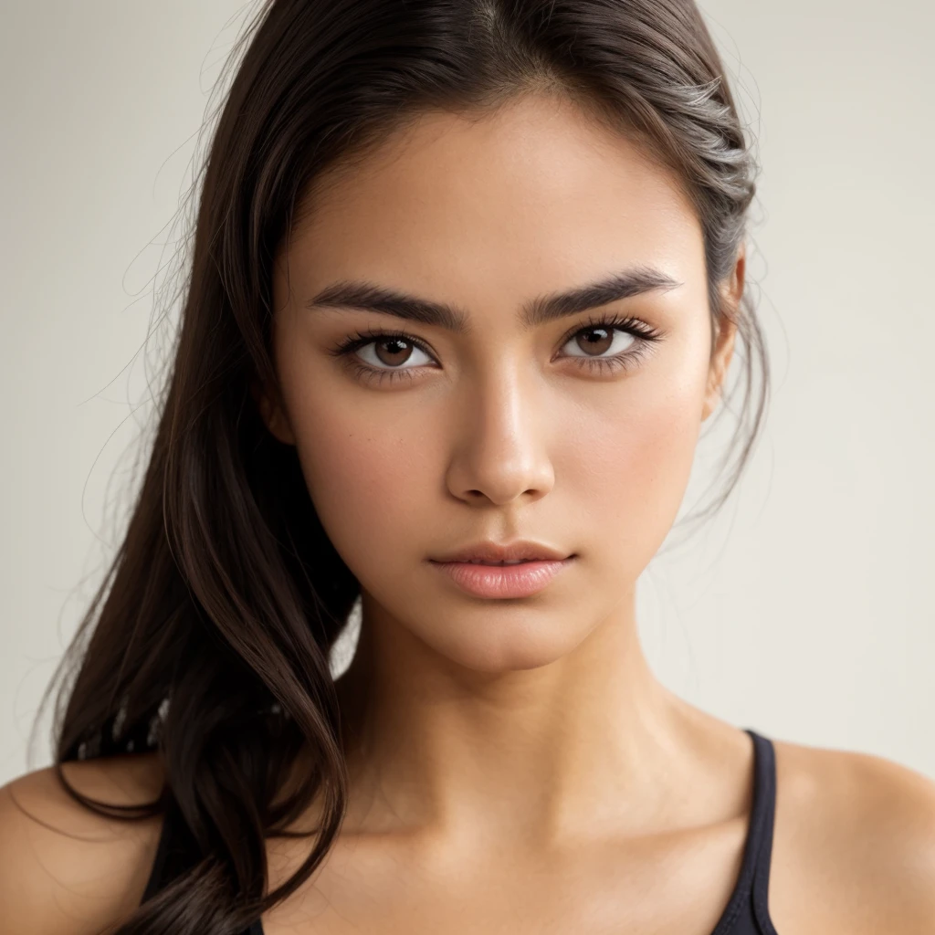 natural brown eyes, natural skin, without smile