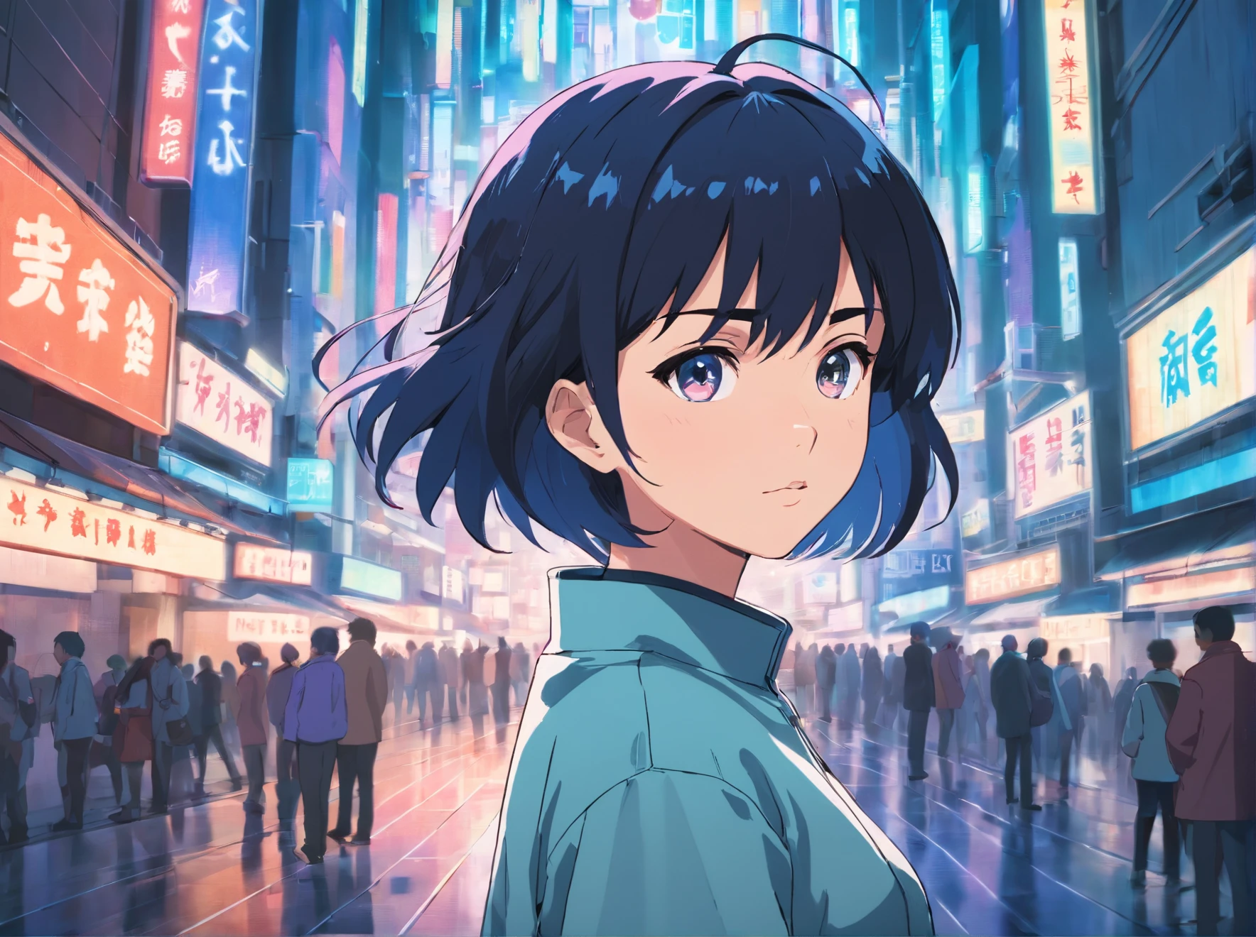 Ghost in the shell in 0s retro anime style, Robotics, sci-fy, A futuristic, hyper realisitc, akira style, Advanced Litigation, detailed line art, finely detailled, Greg Rutkowsky Shinkai Makoto Kyoto Animation Key Art Female Head-Up Shot