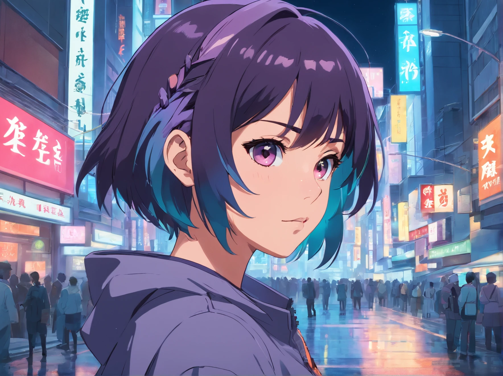 Ghost in the shell in 0s retro anime style, Robotics, sci-fy, A futuristic, hyper realisitc, akira style, Advanced Litigation, detailed line art, finely detailled, Greg Rutkowsky Shinkai Makoto Kyoto Animation Key Art Female Head-Up Shot