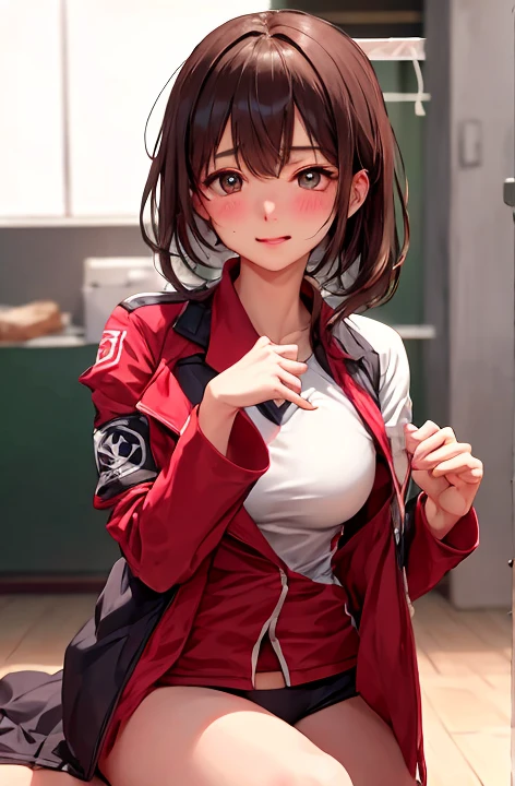 Recruit Suit、disheveled clothes、red blush、From disheveled clothes to underwear