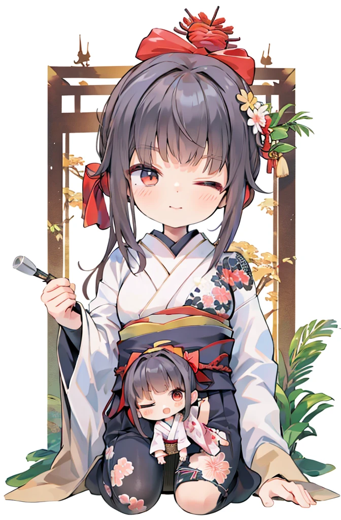masutepiece, Best Quality, High resolution,
DefaultOutfit, japanese cloth, 1girl in, Solo, Seiza,((Chibi),one eye closed