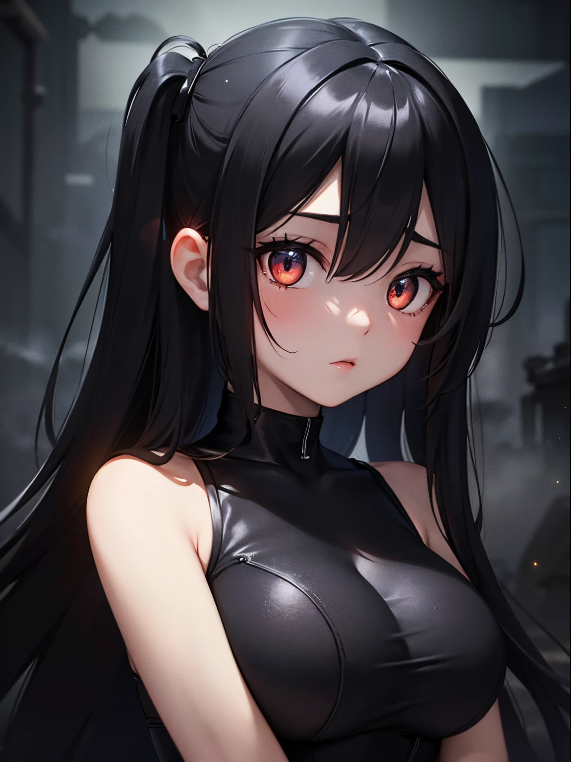 (masterpiece,best quality,ultra-detailed),1girl, large breast, glowing eyes,long hair,(((dust pretty girl))),beautiful and detailed face, detailed eyes,night,dust particles in the air,((black theme)),((((dust theme)))),