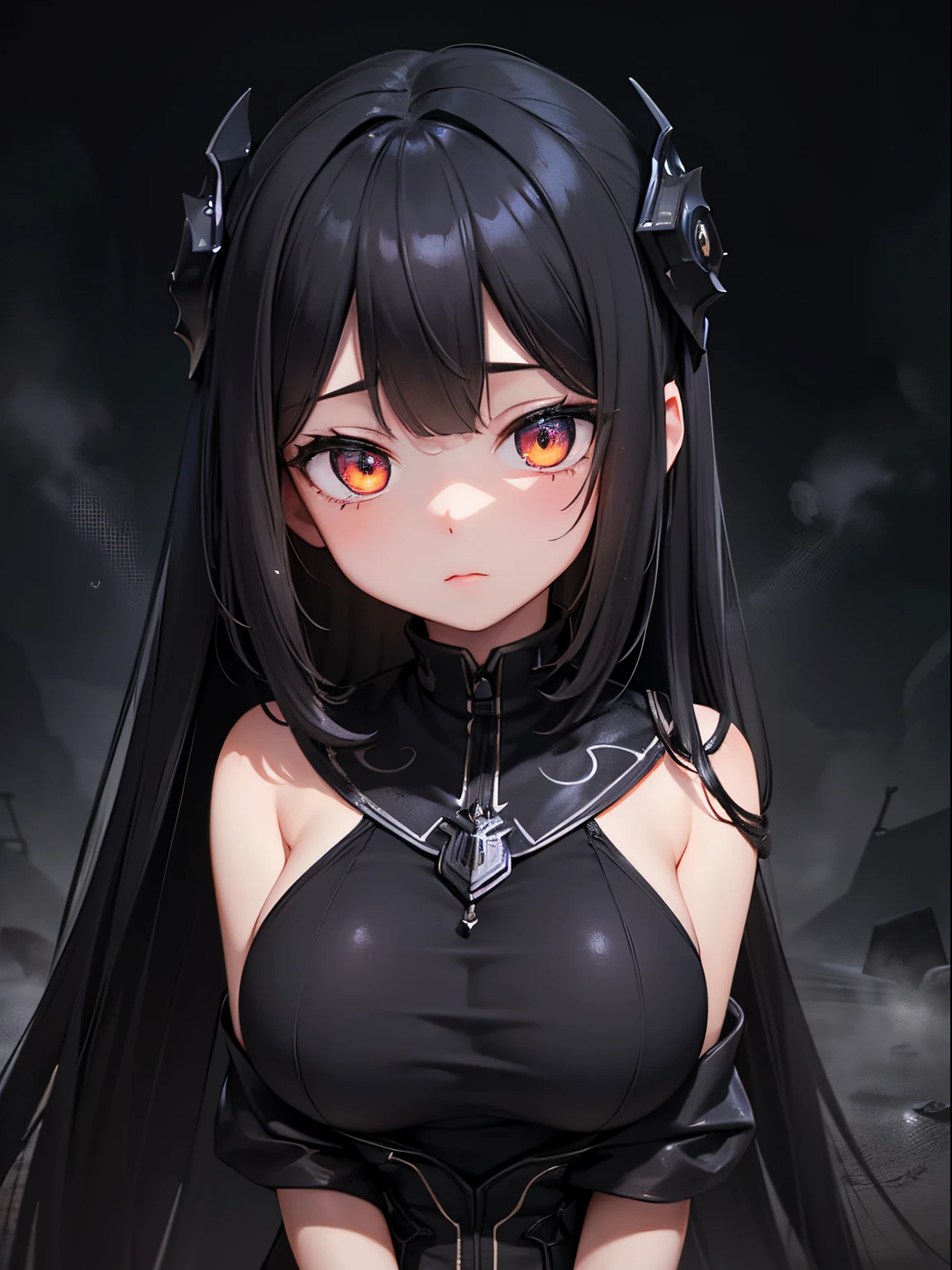 (masterpiece,best quality,ultra-detailed),1girl, large breast, glowing black eyes,long hair,(((dust beauty girl))),beautiful and detailed face, detailed eyes,night,dust particles in the air,((black theme)),((((dust theme)))),