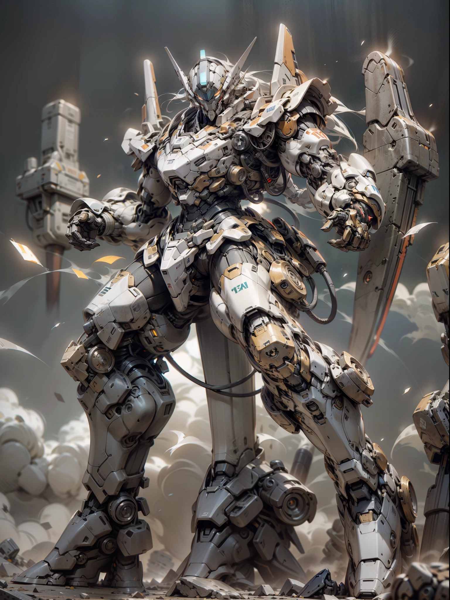 Tank Panzer Division with Huge Holding Huge Shield, Heavy Gundam, Face Mask Covered, Shield in the Air, Super Large Mechanical Shield, Smoke Surrounding, Tomahawk Wielding Pose, Perfect Body Proportions, Tall Figure, Full Body Shot, Super Detail, Male, Ninja, Metal Mech, With Black Mask, Wearing Black Mechanical Armor, Glowing Red Eyes, Perfect Body Proportions, Full Body Shot, Looking Up, Super Detail, IP by pop mart, Edge Light, Avatar, Octane Rendering, Blender, Clean Black Background, 3D, C4D, Best Quality, Very Detailed, Ancient Technology, HDR (High Dynamic Range), Ray Tracing, NVIDIA RTX, Super Resolution, Unreal 5, Subsurface Scattering, PBR Textures, Post Processing, Anisotropic Filtering, Depth of Field, Maximum Clarity and Acutance, Multi-layer Textures, Albedo and Highlight Maps, Surface Shading, Accurate Simulation of Light-Material Interactions, Perfect Proportions, Octane Rendering, Two-tone Lighting, Low ISO, White Balance, Rule of Thirds, Wide Aperture, 8K RAW, high efficiency sub-pixel, subpixel convolution, luminescent particles, light scattering, Tyndall effect