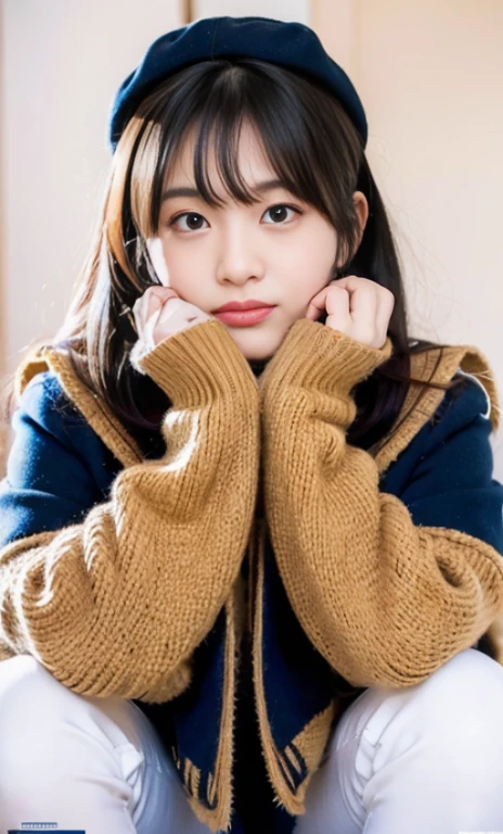 ulzzang -6500-v1.1, (Raw foto:1.2), (Photorealsitic:1.4), a beautiful detailed girl, extremely detailed eye and face, beatiful detailed eyes, Ridiculous, unbelievable Ridiculous, huge filesize, ultra-detailliert, hight resolution, ighly detailed, top-quality, ​masterpiece, Kemomimi, ((bury your face in your scarf)), (((Japan schoolgirl uniform))), illustratio, ighly detailed, nffsw, unification, 8k wallpaper, astonishing, finely detail, ​masterpiece, top-quality, Highly detailed ticker uniform 8K wallpaper, face lights、Cinematographic lighting、1girl in、sixteen years old、(witheout panties)、((dynamicposes)))、(camel's toe)、(half)、(Crooked knees and legs sitting))