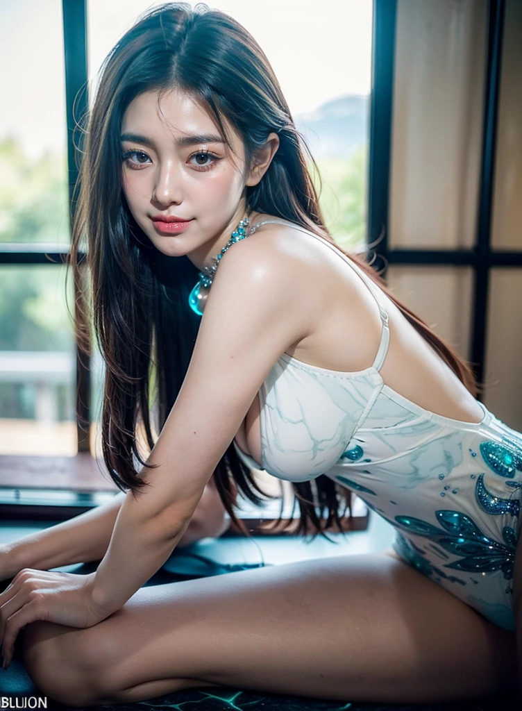 (One beautiful Korean girl:1.6),Beautiful full body image with perfect style、Bodysuits(Detailed blue bodysuit with beautiful fractal or marble design:1.5)Incredible and spectacular scenes, ((High quality)), ((Detailed)), ((Fantasy)), Blue Plasma Brain, Green Plasma Body, Vulgarity, beutiful breast, obscenity, (Lewd smile:1.2), coarse, Obscene, mean, (raunchy:1.2), (Immoral:1.2), Lachish, (small breasts with beautiful raised pink areolas,,:1.5), (Cameltoe), (Expression of ecstasy:1.2), Photorealistic, Official art, Unity 8K Wall , 8K Portrait, Best Quality, Very high resolution, (Incredibly beautiful nature background:1.6), (25 years old:1.5), (Sexy and glamorous:1.1), (A coquettish expression:1.6), (seductively smiling:1.6), (Full body), (erotic posing:1.6), (Model Posing:1.6), Beautiful seductive face, Portrait, (Thick eyebrows:1.4), (Big scarlet eyes:1.2), Beautiful eyes with fine symmetry, (Ultra detailed eyes:1.4), (High resolution blue eyes:1.1), Intimate face, (ultra detailed skin texture:1.4), White skin, pale skin, Perfect Anatomy, Thin, (Beautiful toned body:1.5), Hair Bow, (Moist skin:1.2), full of sweat, No makeup, (dark circles:1.1), Good anatomy, Focus Face, good-looking, (Emilia Clark:0.6) (Emma watson:0.3),(Jennifer Connelly:0.4), ( Face:1.5), Elegant face, Nice, Dolce, (Around her neck is an elaborately crafted necklace.), (Bioluminescence with brilliant brilliance:1.4), (Luminous magic circle:1.5), Ruins of an ancient castle, Shining majestic cloud masses and sky, lightning bolt, Epic Realistic, (Greg Rutkowski:0.8), (teal and orange:0.4), (Art Station:1.5), Cinematic, (nffsw:1.5), Hyper Detailed, Dramatic light, (Intricate details:1.1), Beautiful black hair, (Wearing a gauntlet with a dense and very beautiful design decorated with jewels:1.1), Small chest