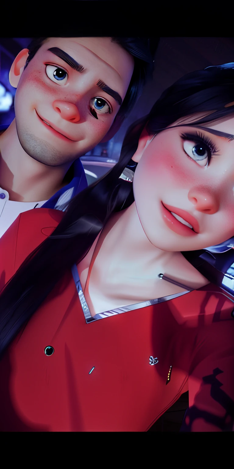 They are sitting at a table in a restaurant with a violet light, en una discoteca, Jordan Grimmer y Natasha Tan, en un bar, Chillin en el club juntos, en un bar, Foto tomada en 2 0 2 0, Sentado en un bar, 8k selfie photograph, en Future Neon Light Rooftop, Foto de baja calidad, Tyler Edlin y Natasha Tan