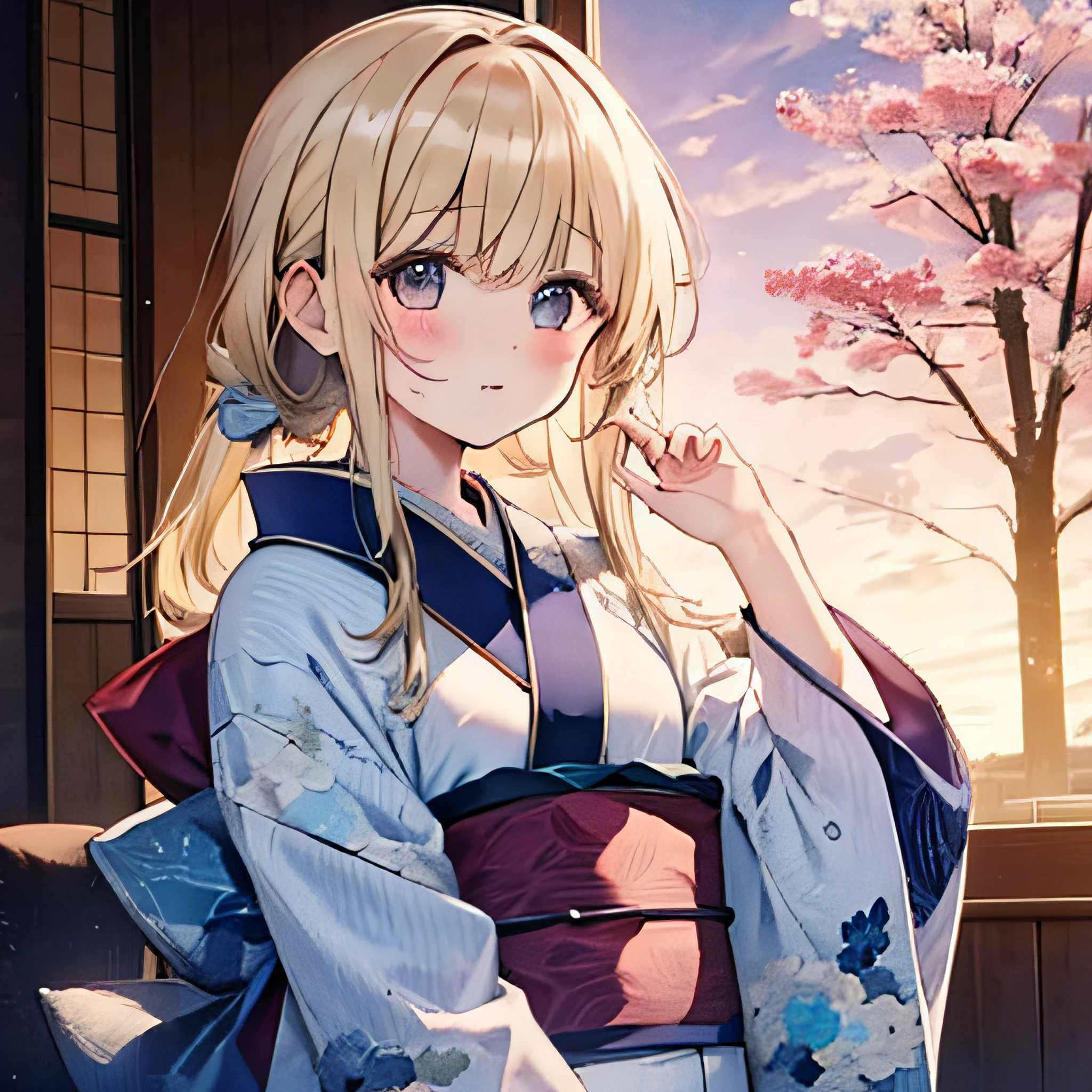 a blond,One Beautiful Girl,独奏,animesque,Kimono,natta,1 moon,Initial