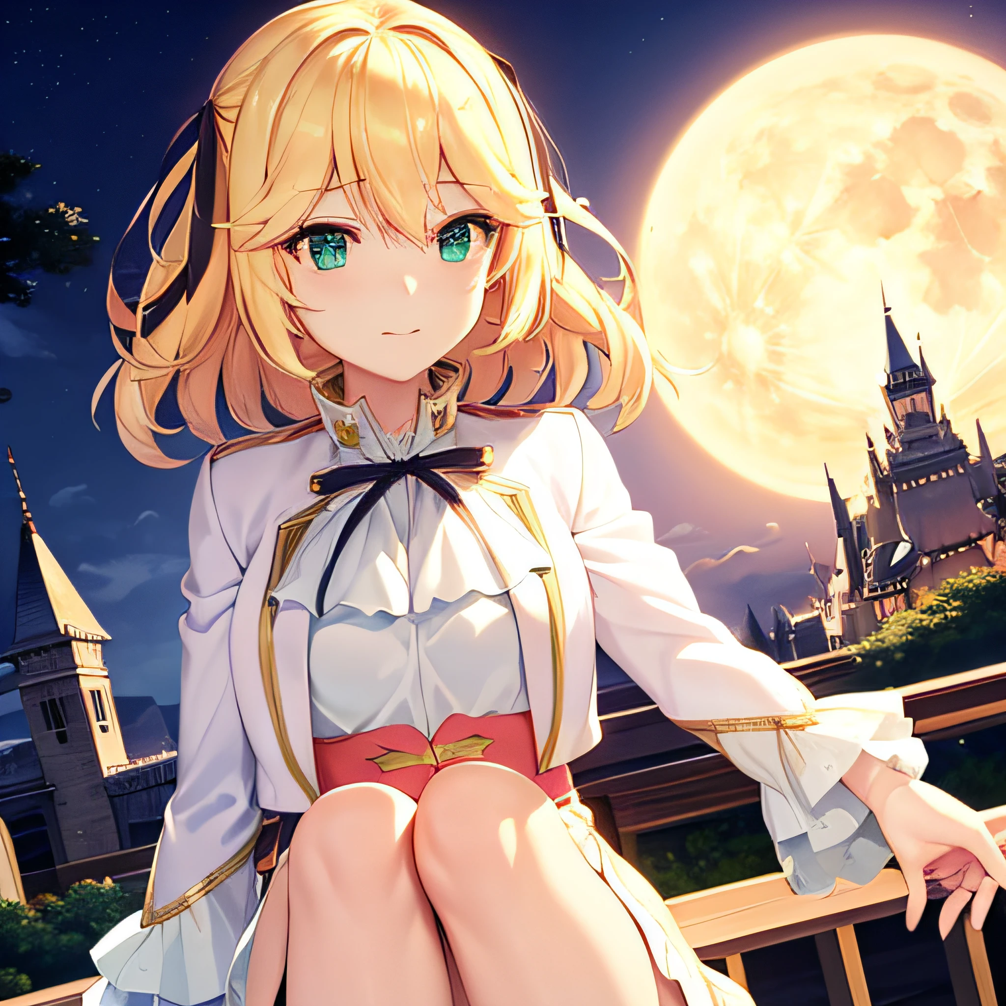 a blond,One Beautiful Girl,独奏,animesque,Castles,natta,a moon