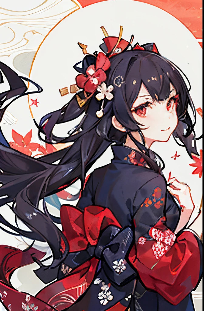 {{{Ukiyo-e_style}}},{{flat_style}},{simple_colors},{{{masterpiece}}},{katsushika_hokusai},long_hair,hair_flower,{{black_hair}},red_eyes,red_sky,{chinoiserie},{{{best_quality}}},kimono,{{ultra-detailed}},{illustration},Maple_leaves_flying,{{1girl}},{{{solo}}},{{an_extremely_delicate_and_beautiful}},blank_stare,close_to_viewer,{breeze},{Flying_splashes},{Flying_petals},wind,{Gorgeous and rich graphics}