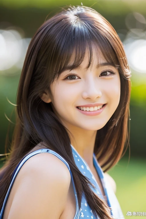 (8K、top-quality、​masterpiece:1.2)、(reallistic、Photorealsitic:1.37)、The ultra-detailliert、女の子1人、Beautie、a smile、独奏、(a smile:1.15)、（grin：1.2）、beautidful eyes、(Long:1.2)、Floating Hair NovaFrog Style、The upper part of the body、japanes