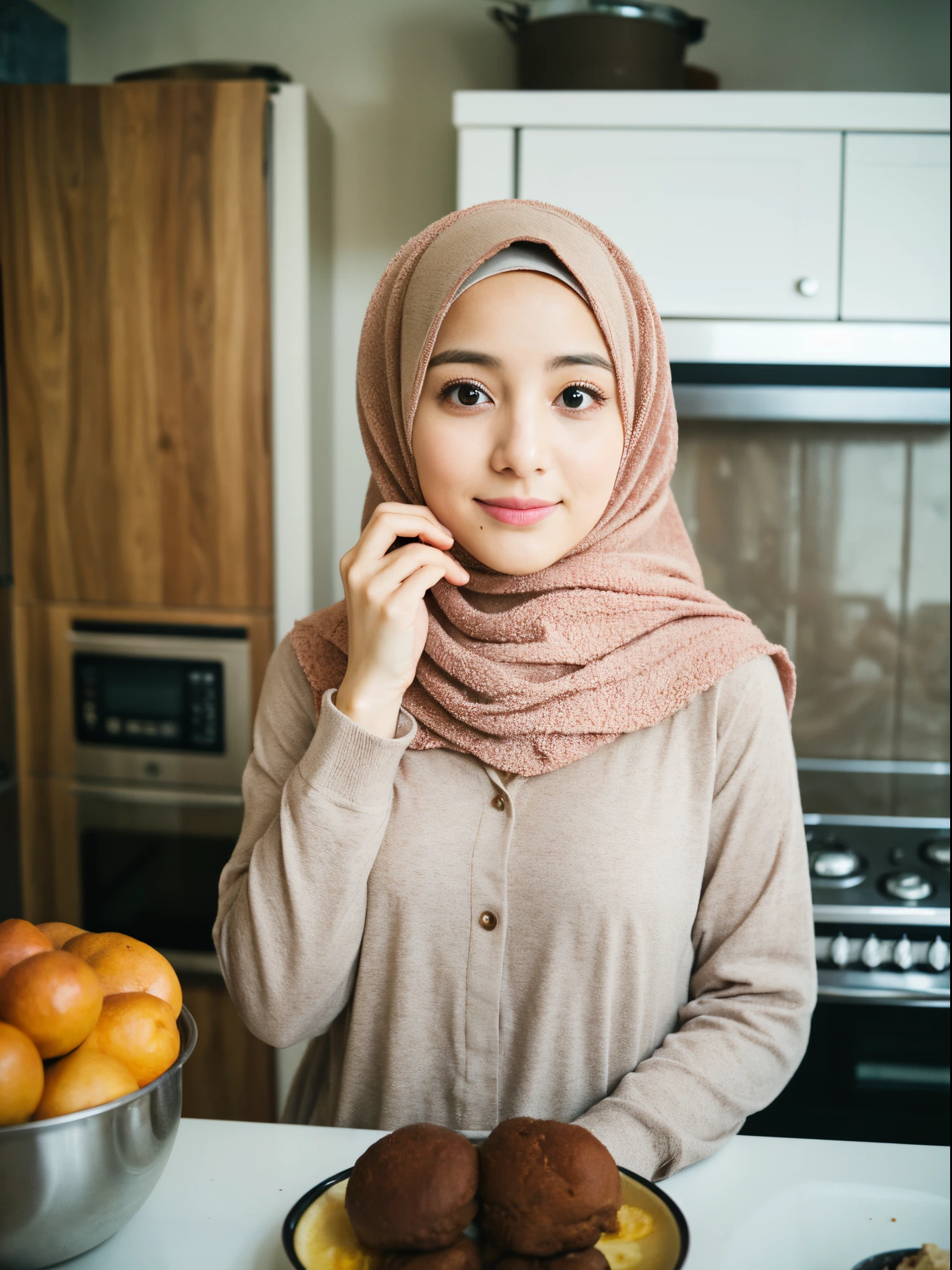 25 years old, hijab, kitchen