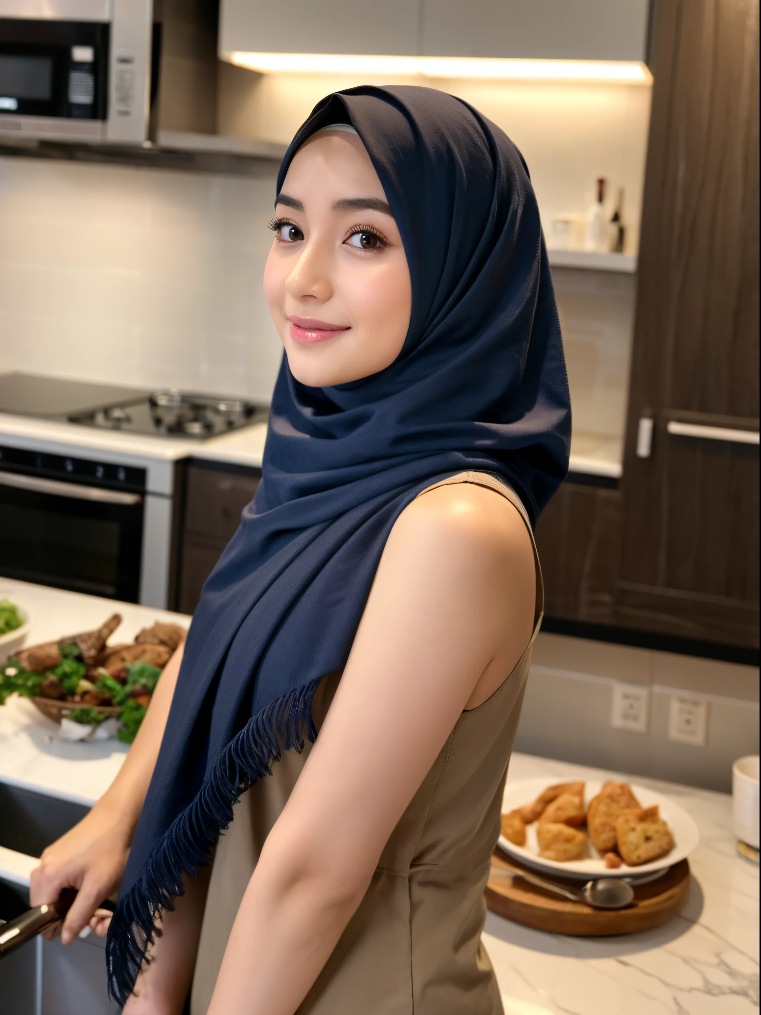 25 years old, hijab, kitchen