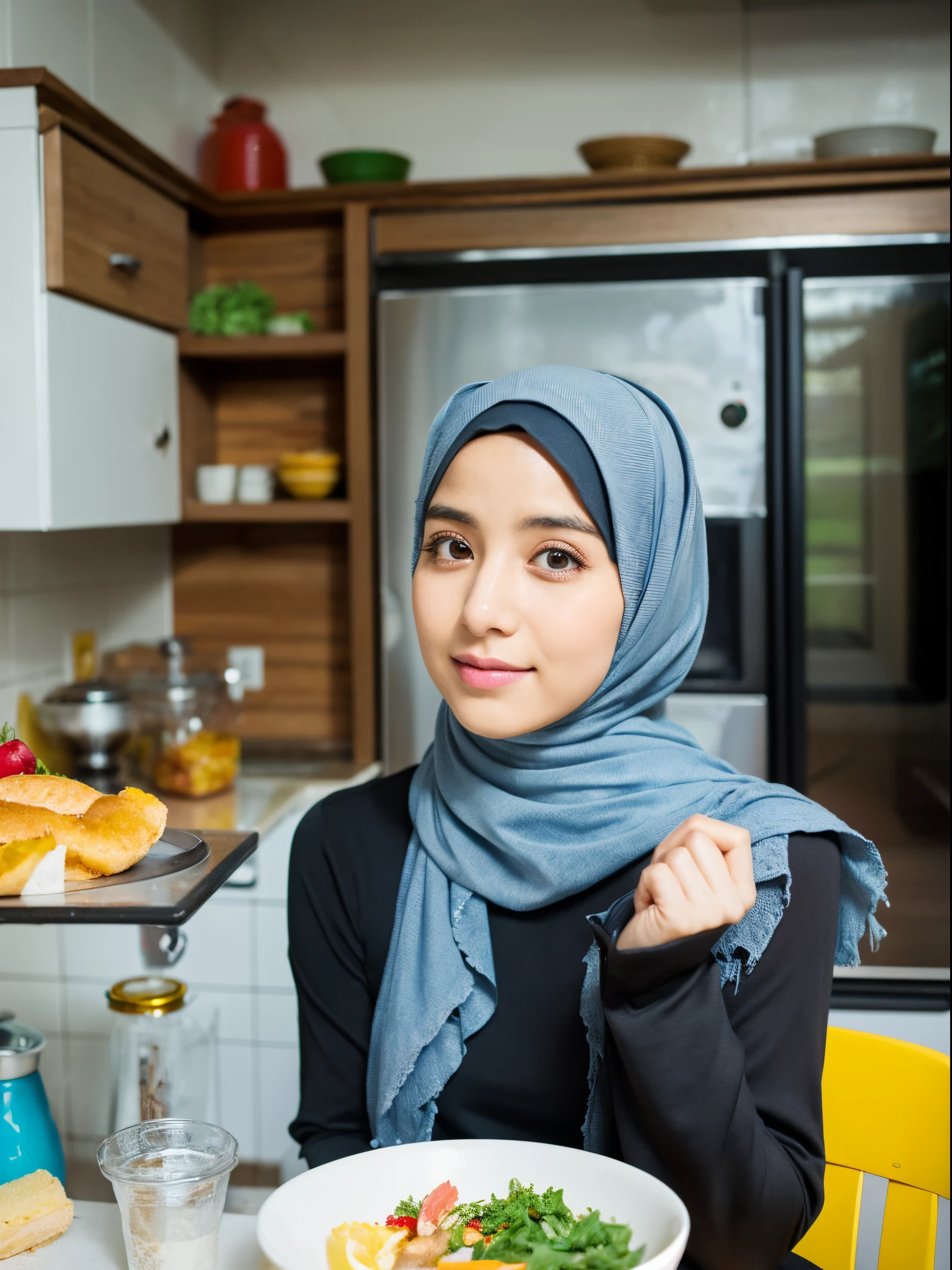 25 years old, hijab, kitchen