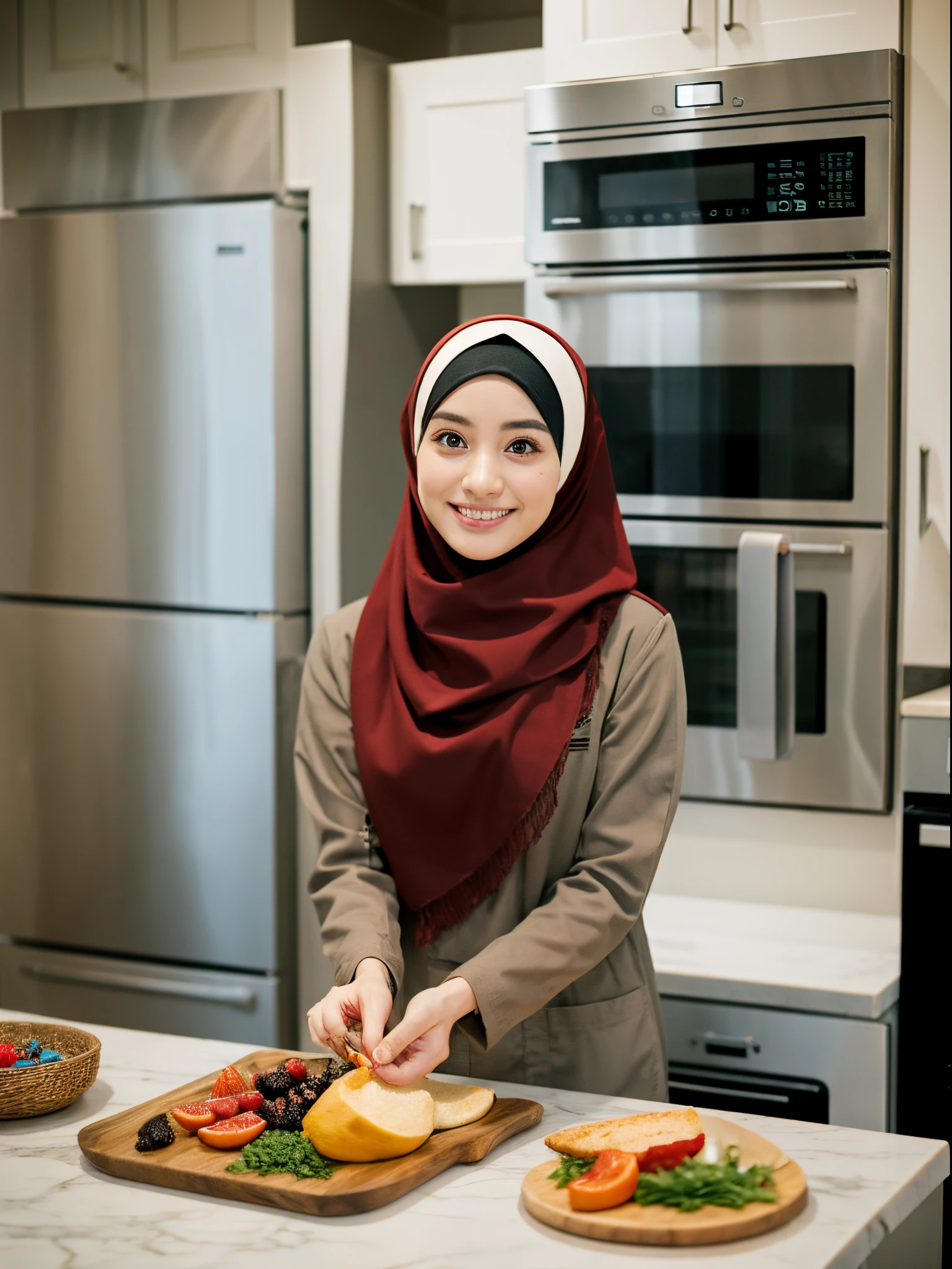 25 years old, hijab, kitchen