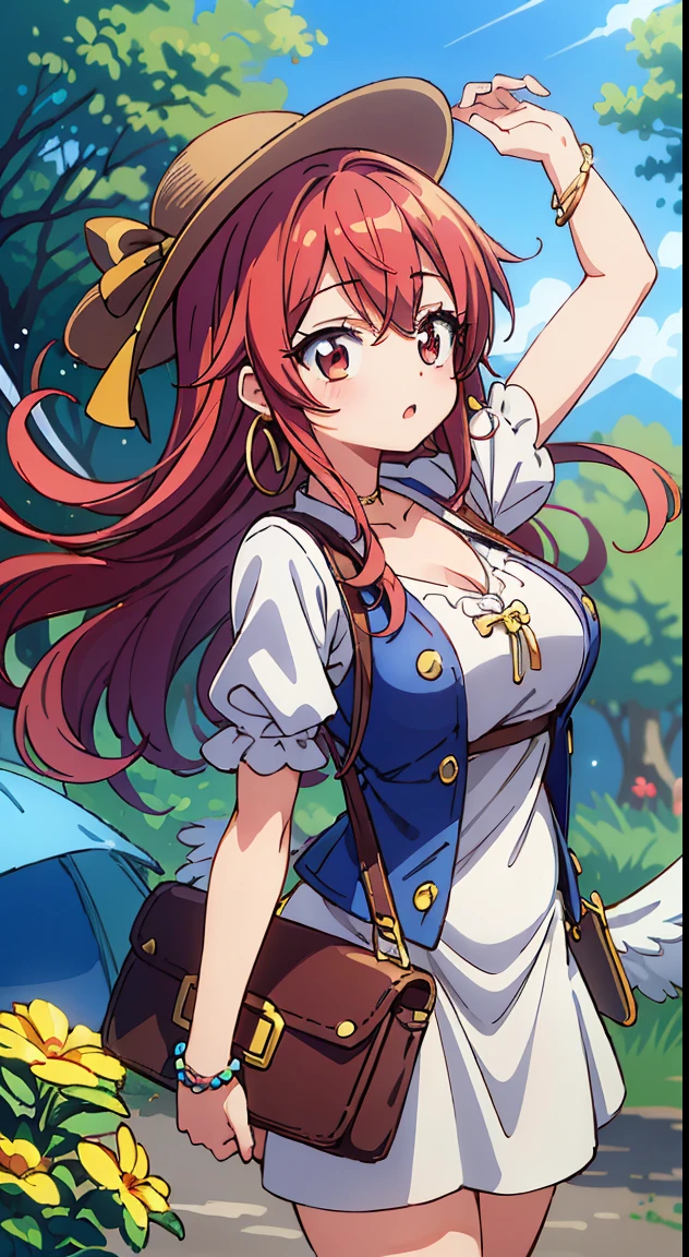 (masutepiece, Best Quality, Perfect Anatomy, High quality:1.4), absurderes, absolutely resolution, unbelievable Ridiculous, hight resolution, ultra-detailliert, Official art, Unity 8k壁纸, Kinetic typography,nice hand, Perfect hands, Detailed beautiful hands, Large_filesize, fulcolor, hight resolution, symmetric, exceptional, Best aesthetic, newest, Anime, very beautiful detailed body,The hair,faces,The eye, , BREAK,
1 beautiful girl, (Beauty:1.5),(Chibi:0.5),(kawaii:2.0),(Cool:2.0),(( girl),(Solo:1.65),BREAK, (huge-breasted:1.2,), Clear skin, Beautiful skin, Shy, 1 beautiful woman,Demons,Colossal tits(Hair Bow, Red hair, Long hair, flipped hair, hair messy,Wings of an angel on the back, Demon King's horn on the head:1.2), (Red Eyes, long eyelashes, Double eyelids: 1.2), Shiny skin,de pele branca,dial,(best quality face),(Top quality glowing eyes),(Doya face,brave face:1.45),
BREAK is acoustic serenity bohemian vibes,
Decorated with delicate guitar and music prints、flowing bohemian dress,
Fringe vest for a free-spirited bohemian style,
Stackable bracelets and beaded accessories,
Suede ankle boots with a comfortable heel,
Wide-brimmed floppy hat with a relaxed atmosphere,
Crossbody bag with guitar strap detail,
natural, Get a fresh look with earth-toned makeup,
Create a carefree look with loose waves and beach-style curls,
Feather or dreamcatcher earrings add boho charm,
BREAK,sittiing, knees up,
Outdoors, day, Blue sky, cumulonimbus clouds, Sunlight, Flowers, garden, forest, Soto, Trees, Wind, Windy, Nature, tussock, (camping:1.4),depth of fields,
BREAK,wakame,wakame,wakame,(Dynamic Poses, Dynamic Angle, close-up, Cowboy Shot, Cowboy Shot:1.4),
BREAK,(Blurry background:1.3),(absurderes, hight resolution, Super Detail Art),cel shading,Clear Color, Lonely optical effect, Beautiful pictures, Bright glow, mystic atmosphere,(Close-up of girl:1.1), Mystical light particle effect,manga influence, clean line drawings,
nice hand, Perfect hands,