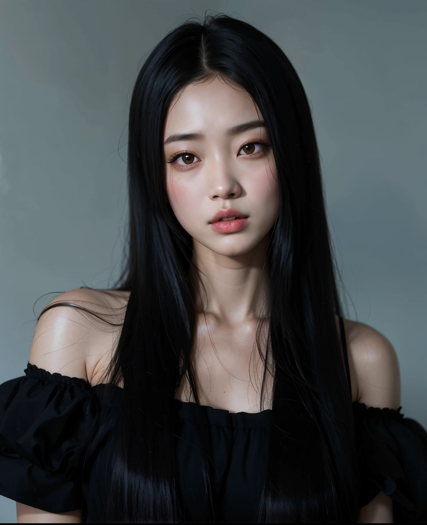 Un primer plano de una mujer con cabello largo y negro con una blusa negra, Blackpink Jennie, Retrato de Jossi de Blackpink, Jaeyeon Nam, Heonhwa Choe, Jossi de Blackpink, Lee Ji-eun, Lee Ji - Eun, Parque Ji-min, Hermosa mujer surcoreana, Chica coreana, Jinyoung Shin, Gongbi, Seseon Yoon