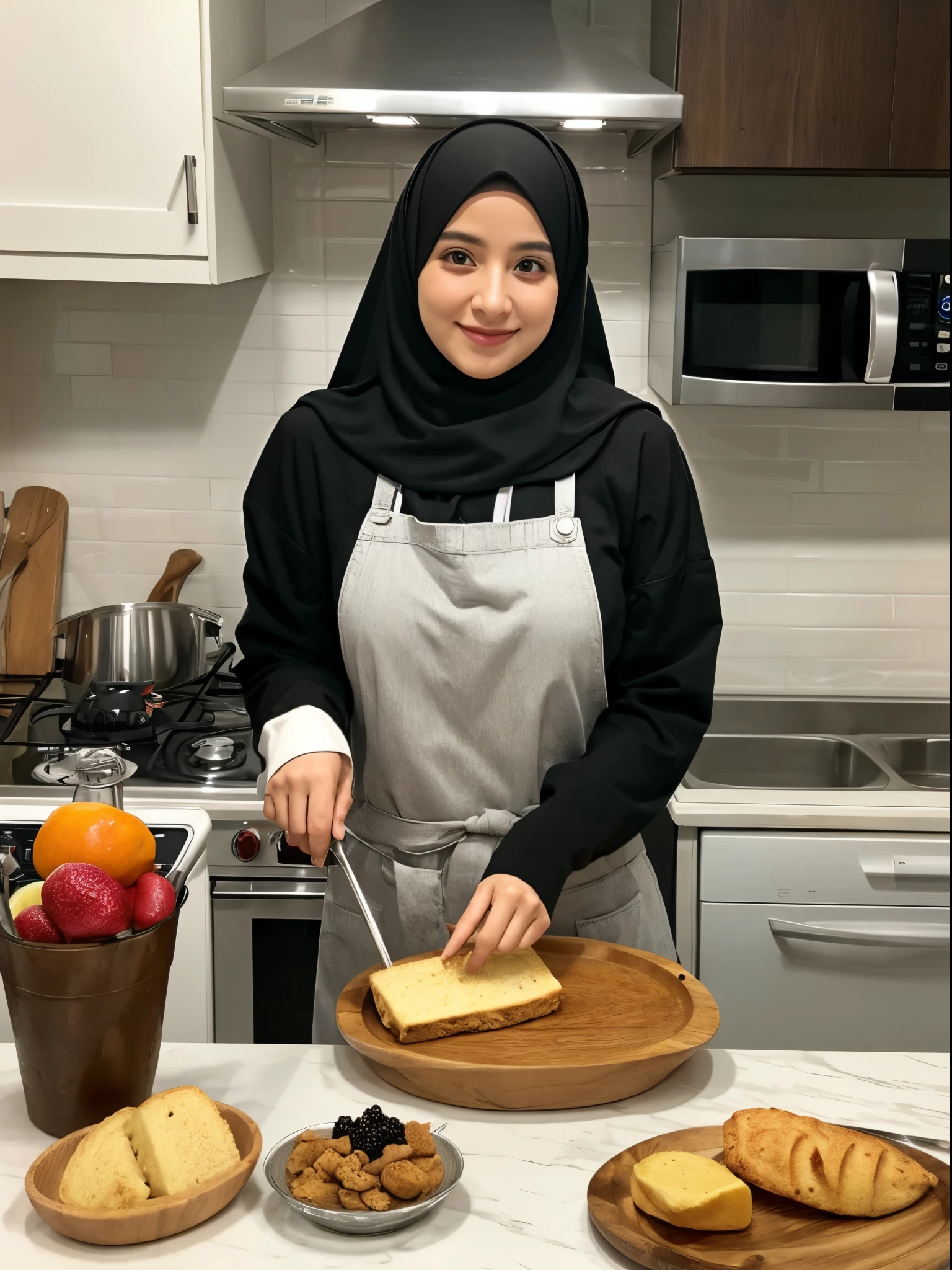 25 years old, hijab, kitchen