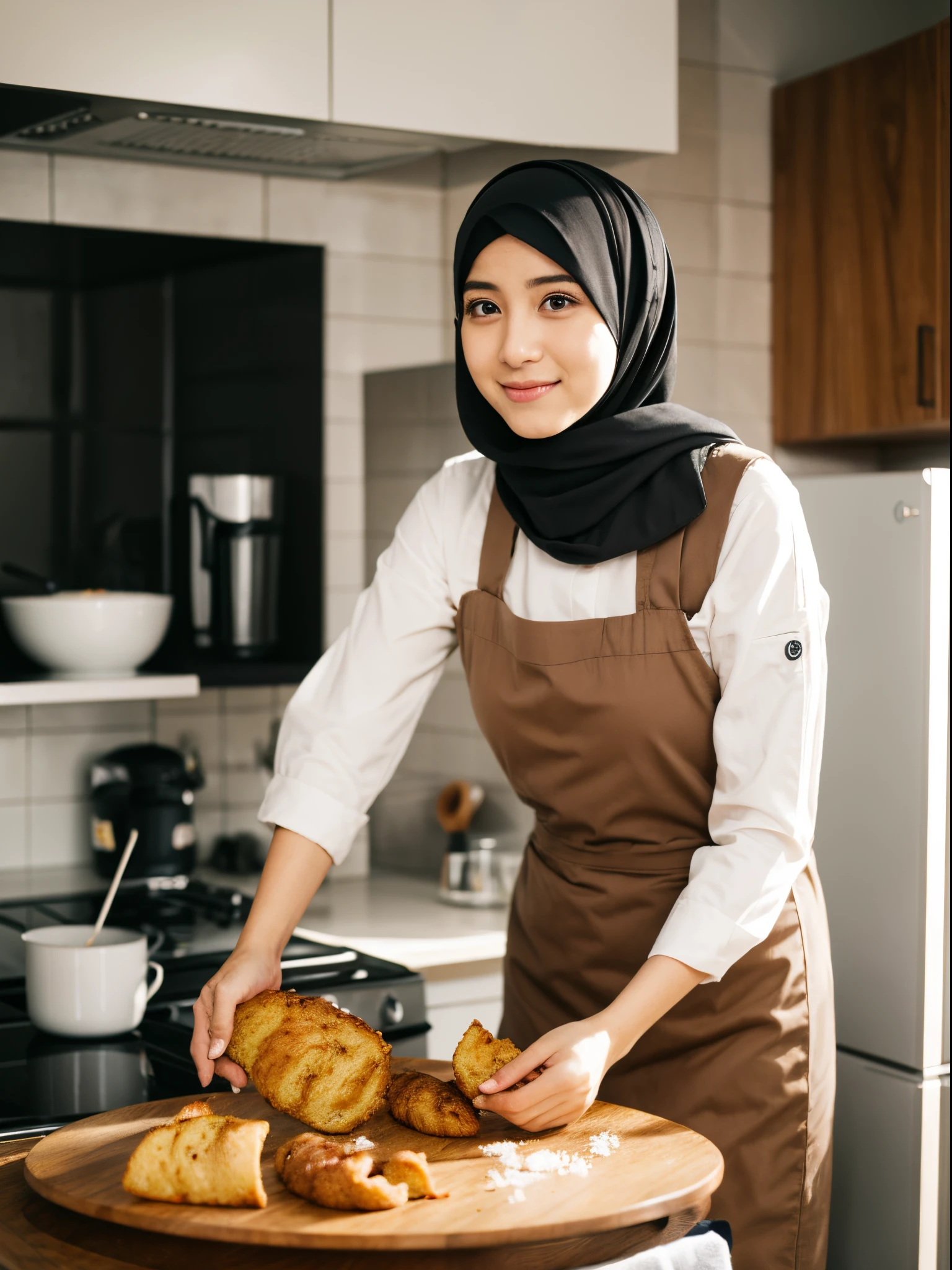 25 years old, hijab, kitchen