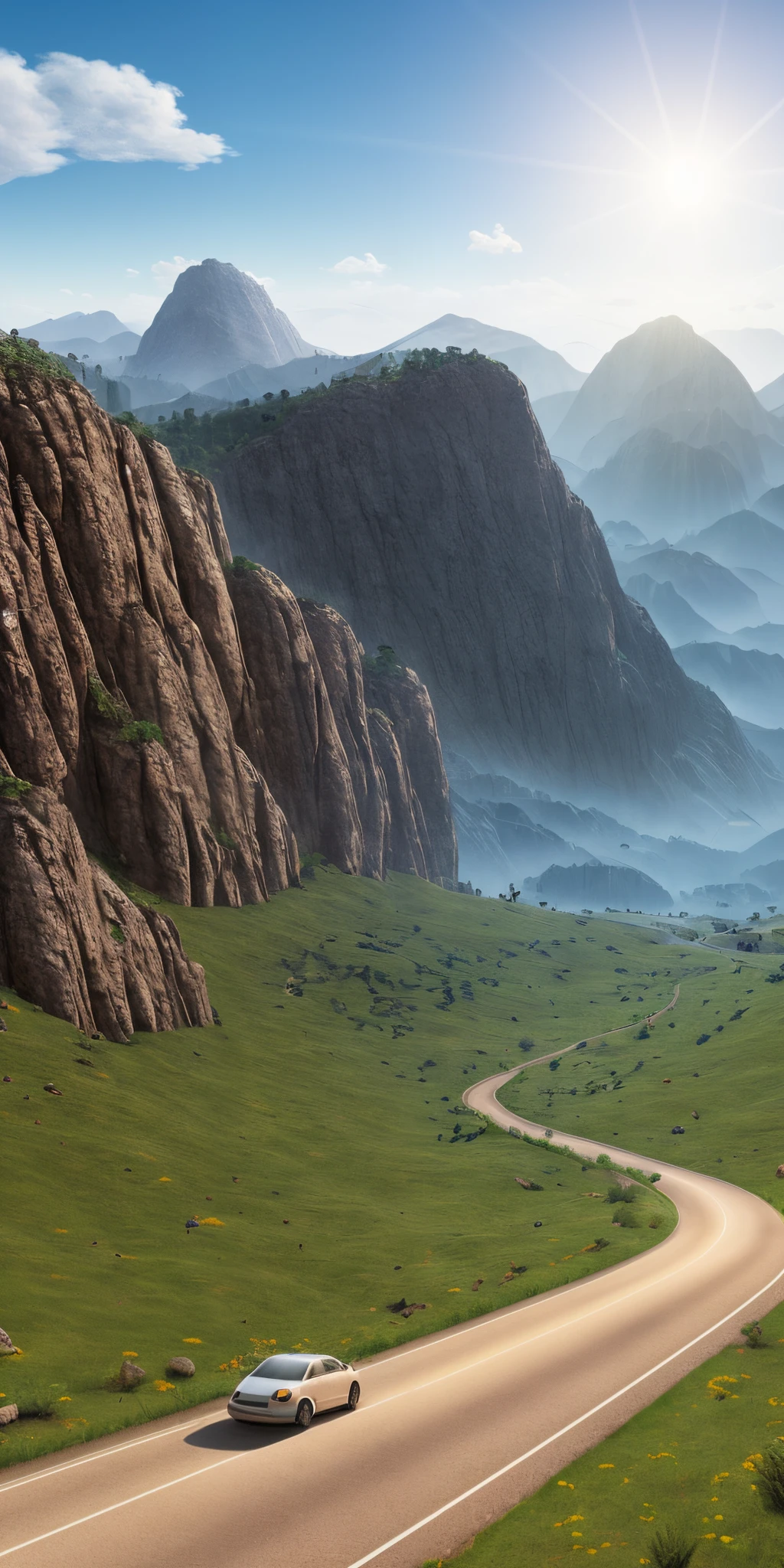 Realistic style, realistic scenes, surrealism, distant melon seeds, melon seed mountain range, melon seed close-up, melon seed texture, melon seed details, high precision, spatial sense, road surface, road surface extending from melon seeds, best intelligent connection, high dynamic range, soft light, daytime, warm colors, 3D rendering, CG texture