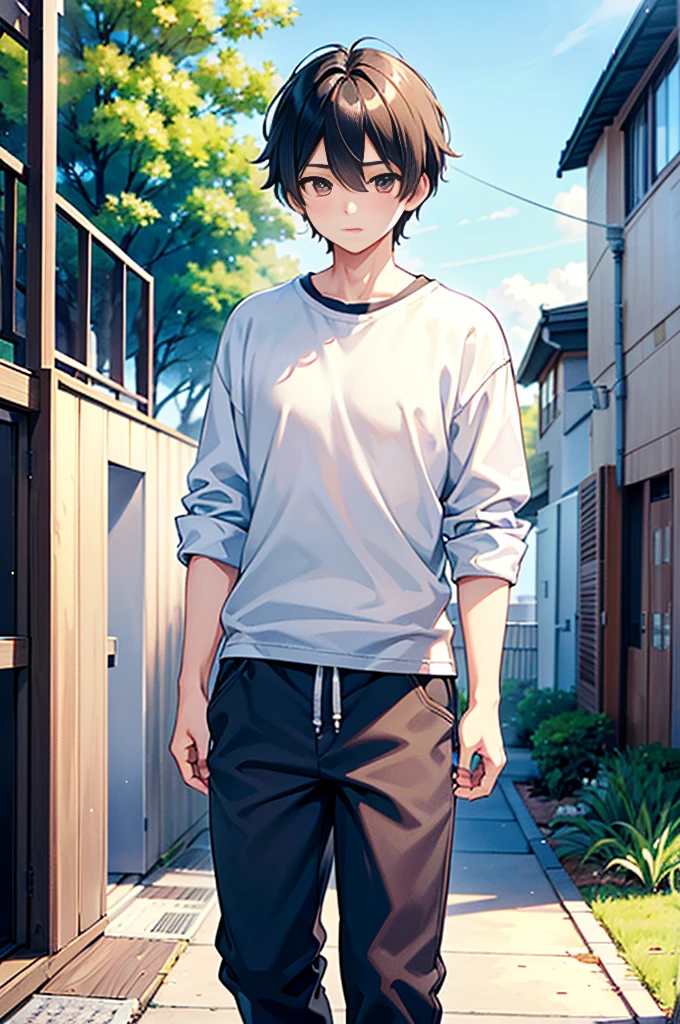 Strongest configuration、(top-quality、8k、32k、masterpiece、UHD:1.2),structurally correct、(layered clothes:1.2)、creation、dust particles、Sunnyday、daily、Huge male genitalia、((very tall,Cool male college student style,cute boys、casual clothes dressed))、skinny body、refreshing, 鎖骨:0.42、smooth anime cg art、Detailed Moe Anime Art, original anime character、 Transparency、 natural soft light、boy love、Men's Love、Fell in love