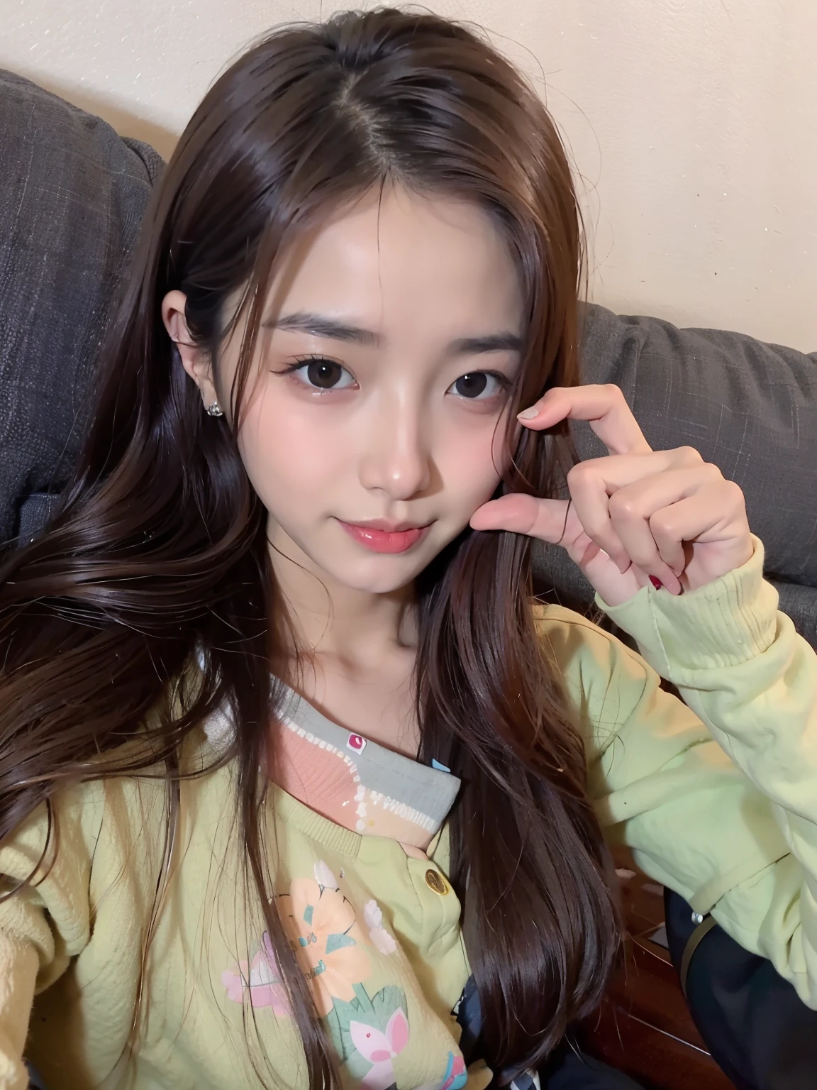arafed asian woman with long hair sitting on a sofa, Jaeyeon Nam, Jinyoung Shin, con cara linda - fina -, ulzzang, tzuyu de dos veces, Heonhwa Choe, Sha Xi, dilraba dilmurat, Lee Ji - Eun, Lee Ji-eun, con el pelo largo, 19 year old girl