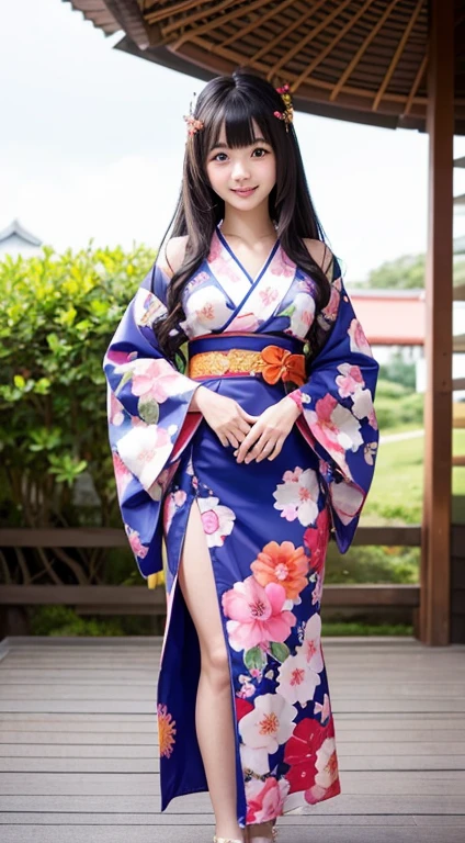 japanese beauty girl、(clear eyes:1.3)、Very Beautiful Little Girl、A cute and smiling girl&#39;s face、 16-year-old female model,(Super cute face in idol style:1.2), 8K、Pattsun bangs、A dark-haired、semi long hair、Middle hair、Straight hair、private beach、genitals are smooth、Realistic expression of private parts、Beautiful and well-balanced breasts、Beautiful style with slim and amazing full body details、Idol Style Floral Pattern Kimono Dress Oiran Cosplay Costume Cute Lolita Japanese Clothes Costume Mini Skirt Yukata Set Summer Festival Fireworks Display Halloween Costume、​masterpiece、ultra res、