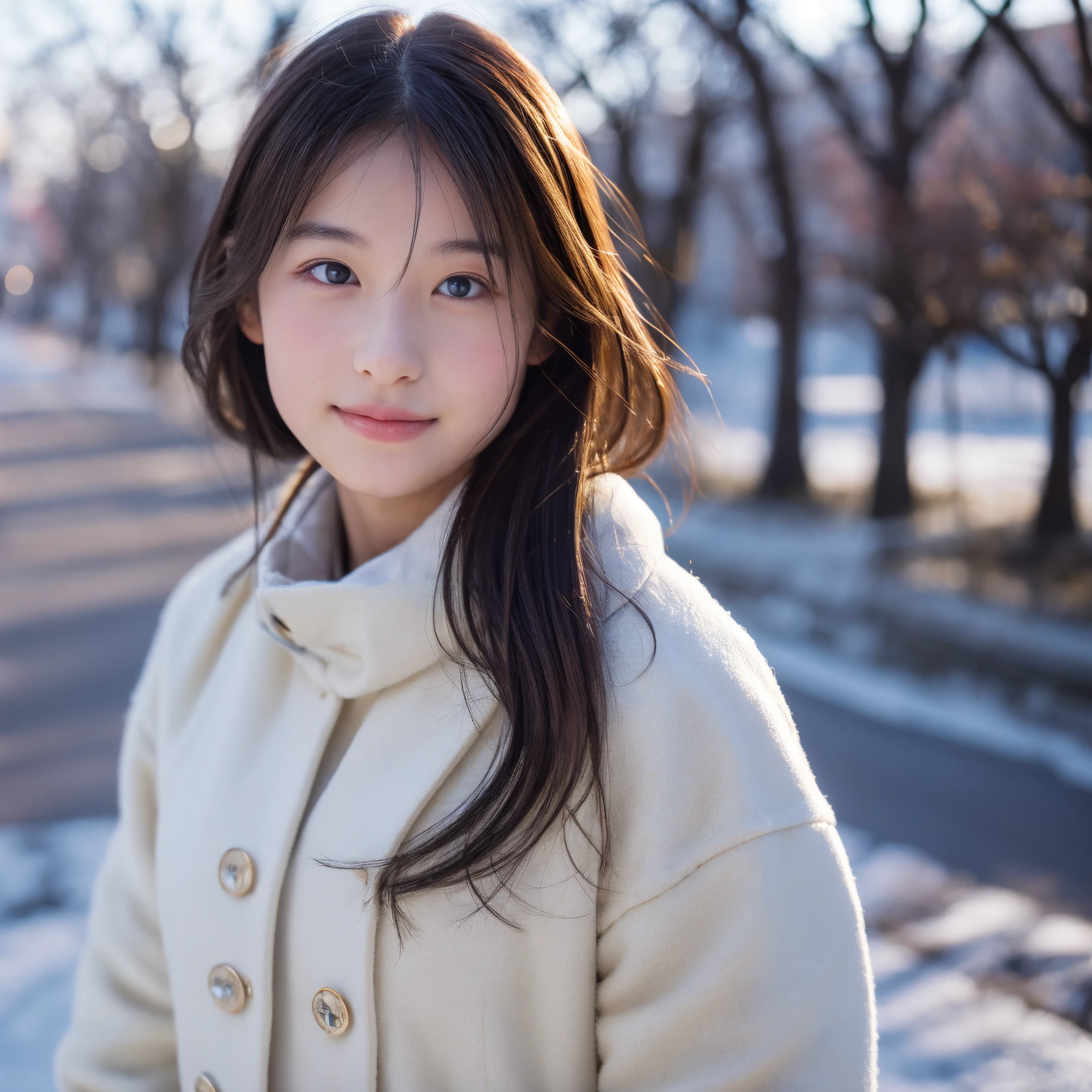 Photorealsitic, 8k full-length portraits, Beautuful Women, A charming expression, , TOKYOcty, Winters, Shibuya in the background