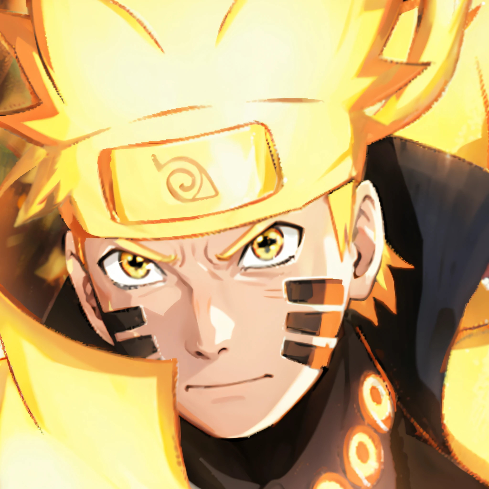 Junior style, Pointy blonde hair, black marks on cheeks, golden colored eyes， --Name Naruto Uzumaki Naruto Golden Sage Mode，Handsome expression，A look of determination，real warriors fighting，Japanese law，Strong touch，Manhwa Style，