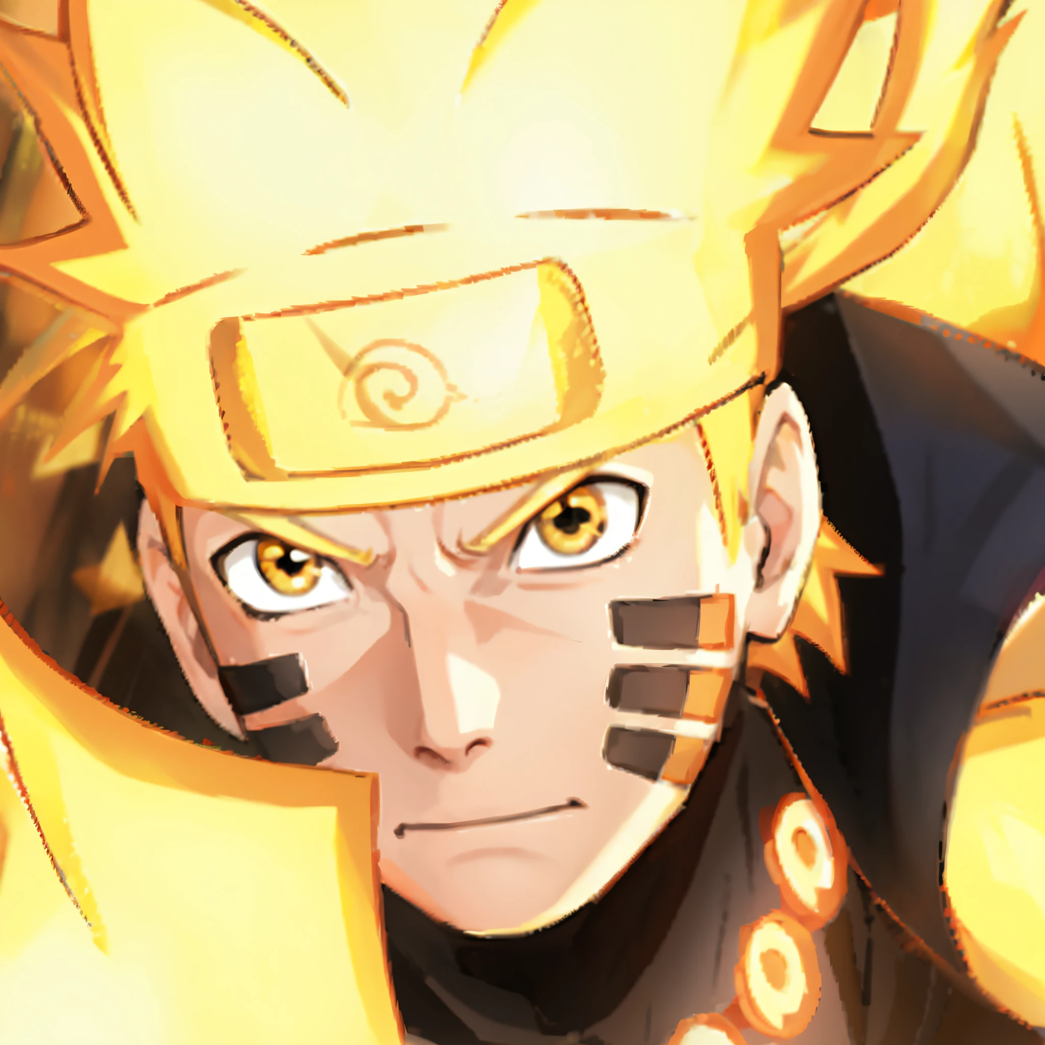 Junior style, Pointy blonde hair, black marks on cheeks, golden colored eyes， --Name Naruto Uzumaki Naruto Golden Sage Mode，Handsome expression，A look of determination，real warriors fighting，Japanese law，Strong touch，Manhwa Style，