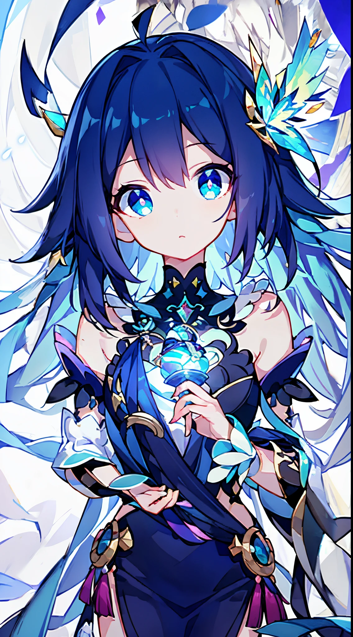 (Best Quality,8K,hight resolution:1.2), Brightly colored hair sways in the wind, Captivating rainbow-colored eyes like a kaleidoscope, Cute and innocent face with rosy cheeks, the fantastical existence of an angel, A moonlit night that emits a soft light, sacred figures and mythical beings, Mini skirt fluttering in the wind, tops that show shoulders, Elegant uniforms, dramatic long oxtail hair, delicate and sophisticated curves, Highly detailed and realistic representation, highest level of craftsmanship, Reproduce breathtaking detail in 8K resolution, Vibrant colors that pop out, The perfect combination of realism and fantasy, A mesmerizing masterpiece that captures every intricate detail.