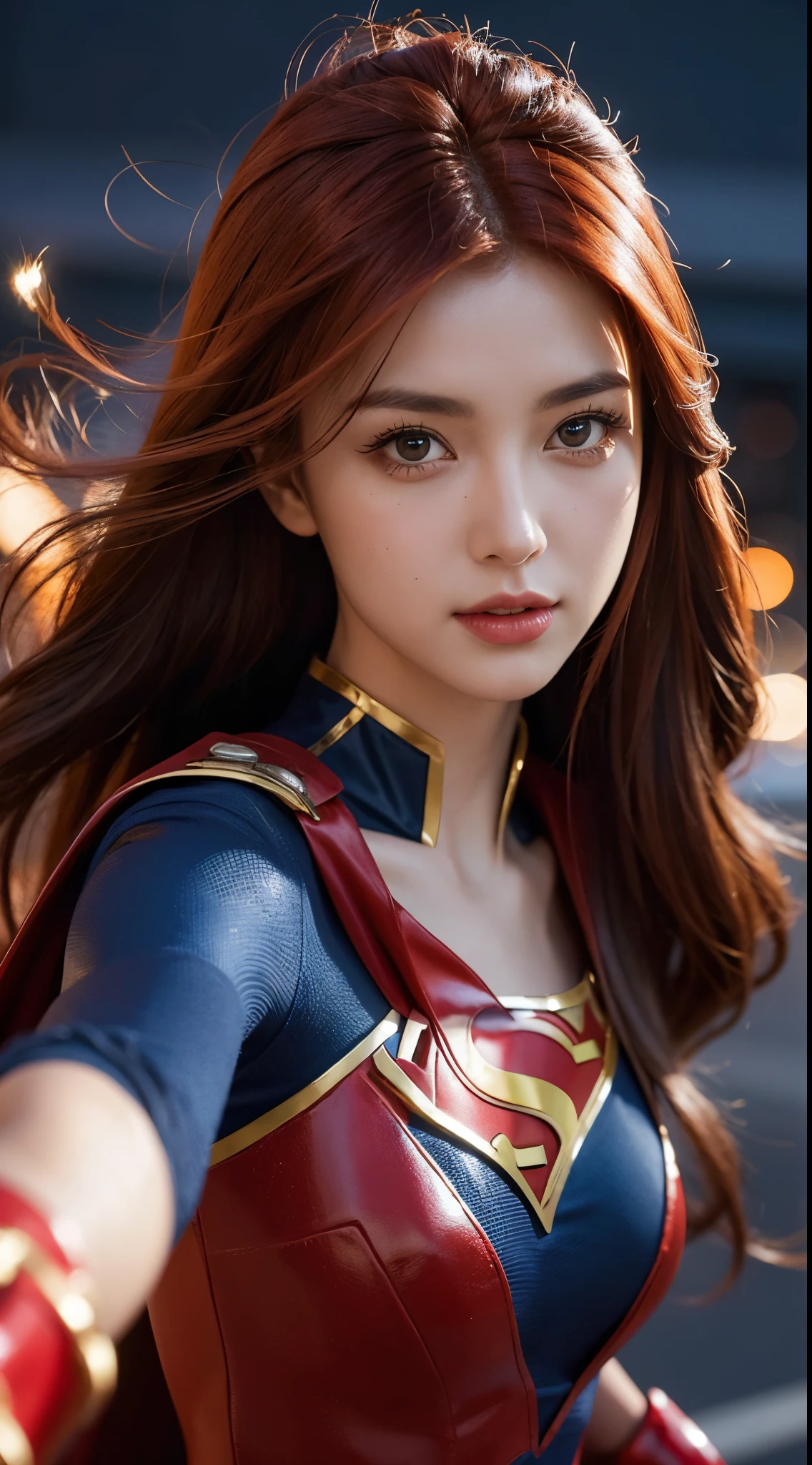 half-length,1girl,(Perfect figure,be tall and slim),solo,standing,(outdoor:1),sky,Focus on the face,Beautiful face,Detailed delicate young face,supergirl, (Super girl suit:1.5),Jumpsuit,(huge breasts,Big tits,Big breasts:1.3),thigh gap,camel toe
realistic style,vivid picture,masterpiece, (best quality:1.2),ultra-detailed,realistic,High definition,High quality,Cinematic Light,Ray tracing,ultra high res,UHD,(photorealistic:1.5),intricate details,detailed texture,finely detailed,High quality shadow