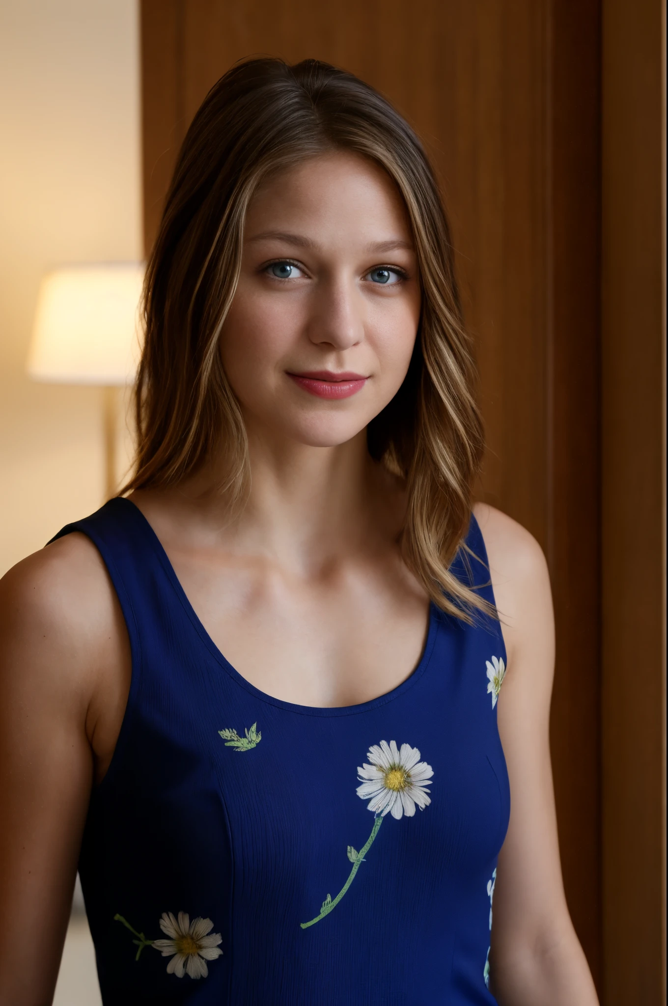 Melissa benoist , real, photoshoot, realistic, luminescent, atmospheric scene, masterpiece, best quality, (detail skin texture, ultra-detailed body:1.1), RAW photo, (high detailed skin:1.2), 8k uhd, dslr, film grain, Fujifilm XT3,
1girl, melissabenoist-smf, solo, photo background, blonde hair, long hair, realistic, smile, looking at viewer, blue eyes, parted lips, shirt, upper body, lips, blurry, blurry background, short sleeves, floral print