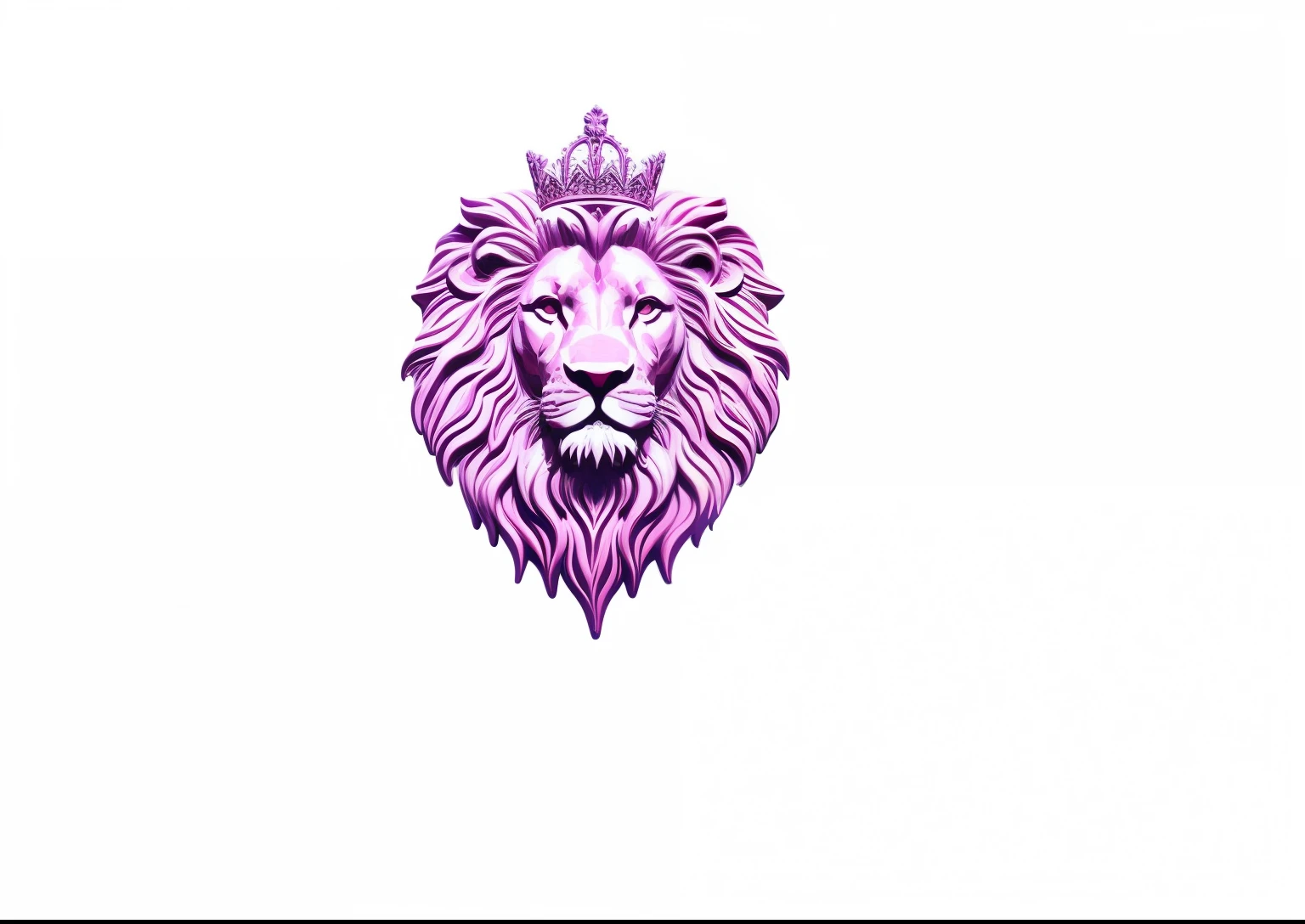 There a lion head on a white background,The background pink, third lion head, lion head, half lion, the Lion, lion icon, Lion's head, The king, Majesty, simba, anonymous lion face, the Lion, lion and crown, A queen, baroque vaporwave statue, 2D full body lion, lion's gate, Leonardo da Vinci, my