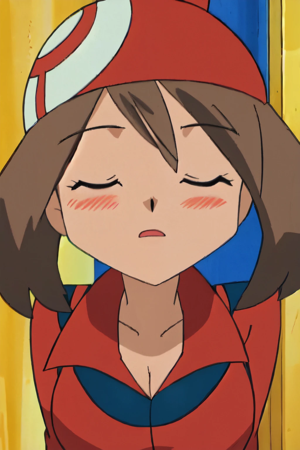 hight resolution, top-quality, ultra-quality, The ultra-detailliert, lighting like a movie、cleavage of the breast、Kiss Face、Eyes closed、red blush、Embarrassing、perspiring、tension,facing front