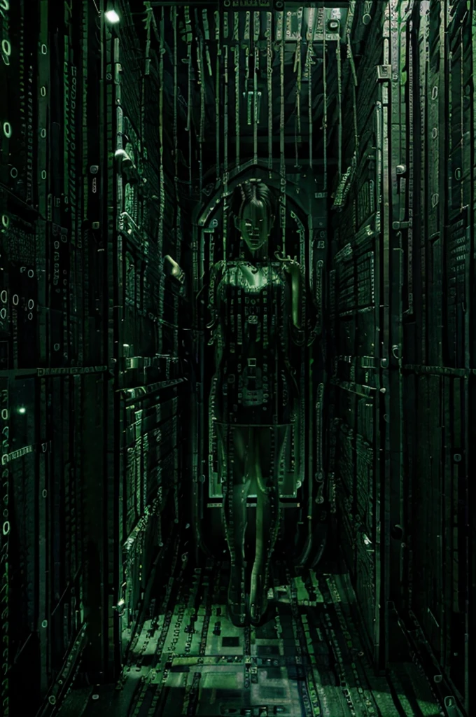 Image to film style "Matrix" with a picture of a digital washing machine, Washing machine, from the movie "The Matrix", washing machine,16-bit resolution, Matrix style, greenscale, current streams of digits 1 and 0, against a background of fluorescent green numbers "1" pa "0", Image, formed by glowing green numbers 1 and 0, streams flowing down, Matrix movie style