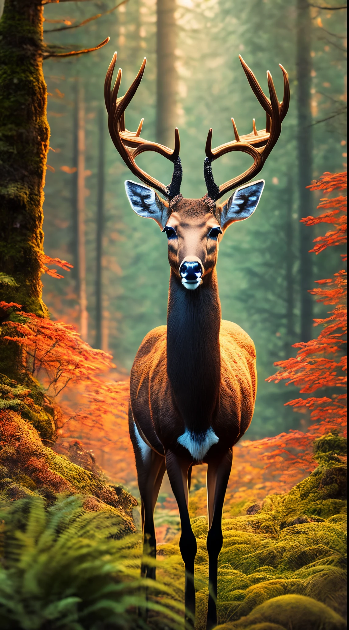 a close up of a deer with glowing antlers in a forest, 3d digital art 4k, digital art animal photo, digital artwork 4 k, holographic creatures, 4k highly detailed digital art, 8k high quality detailed art, 4k detailed digital art, 8 k ultra realistic animal, digital art 4k, digital art 4 k, detailed digital 3d art