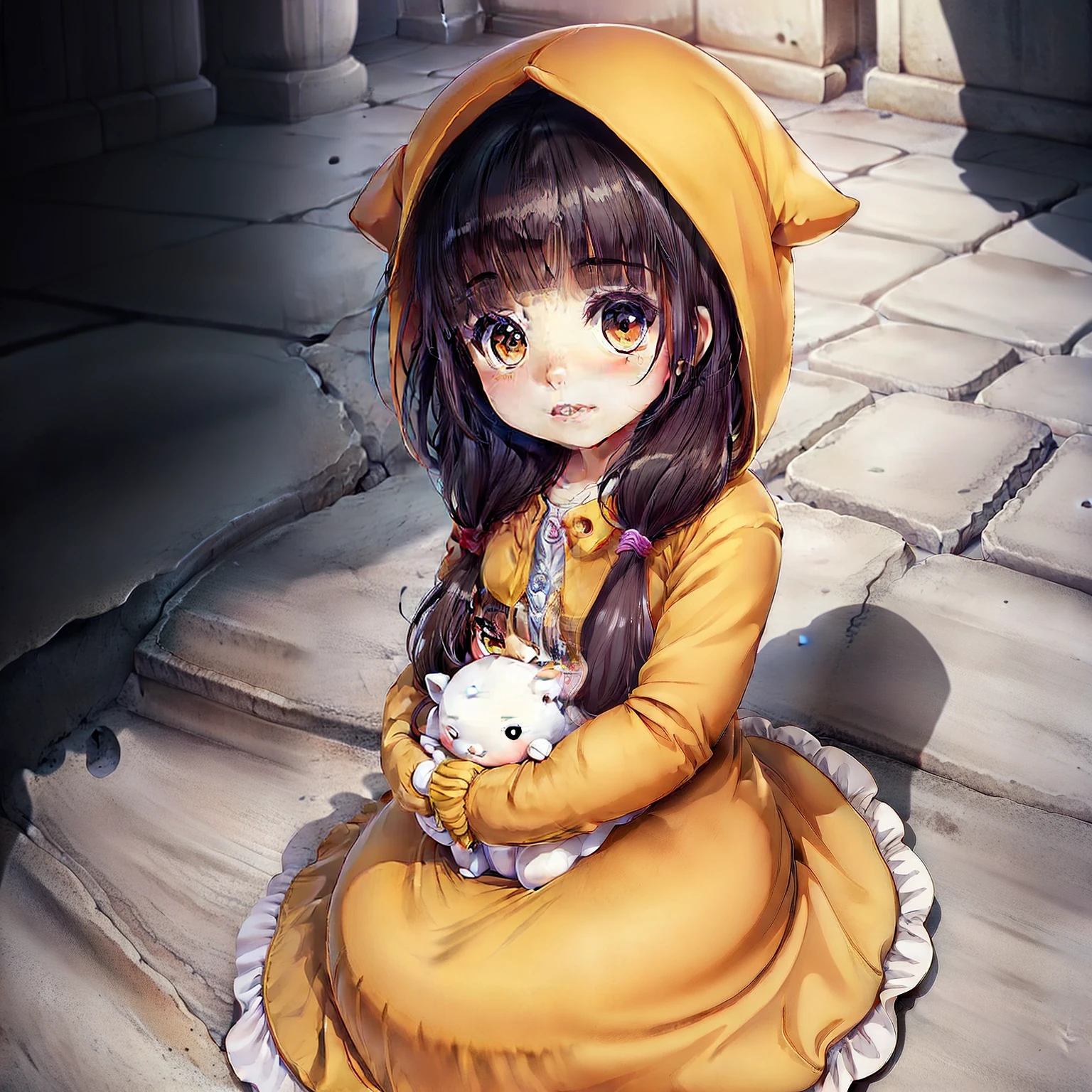 Cute Baby Chibi Anime,Princess Cinderella,Western castles.