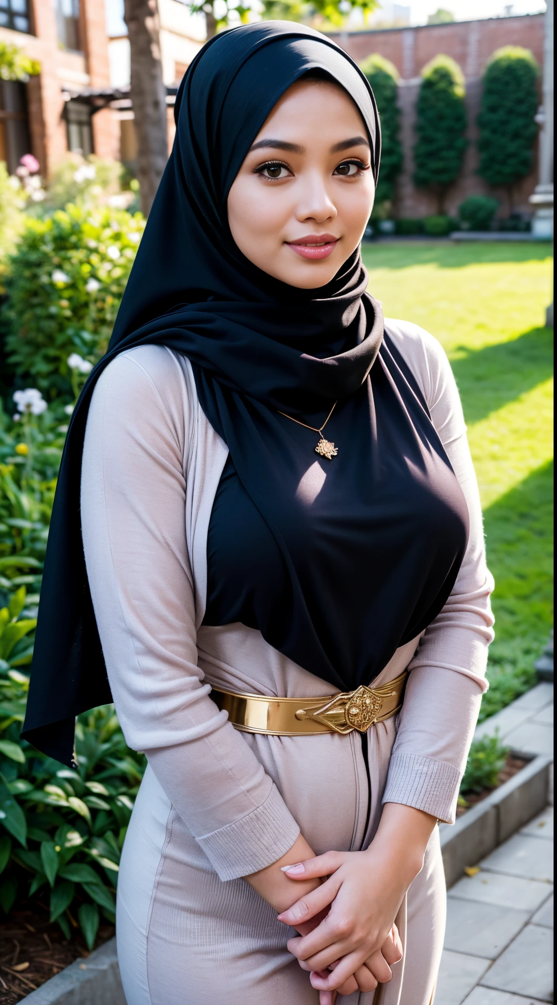Tall,sexy thigh, Stylish big breast women in sexy hijab style