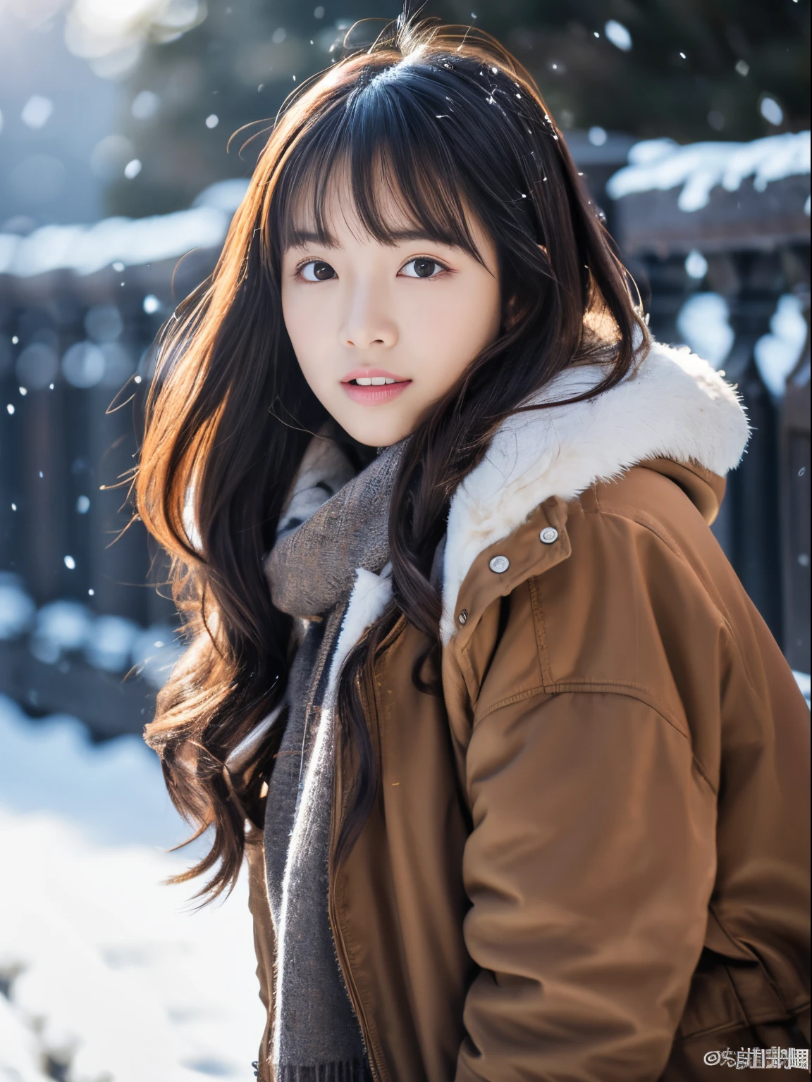 While watching the snow falling quietly. Her introspective and tearful expression、Makes you feel longing for winter nights and melancholy。。。。。。。、top-quality、hyper HD、奈良美智, Japanese Models, Beautiful Japan wife, With short hair, 27-year-old female model, 4 k ], 4K], 27yo, sakimichan, sakimichan