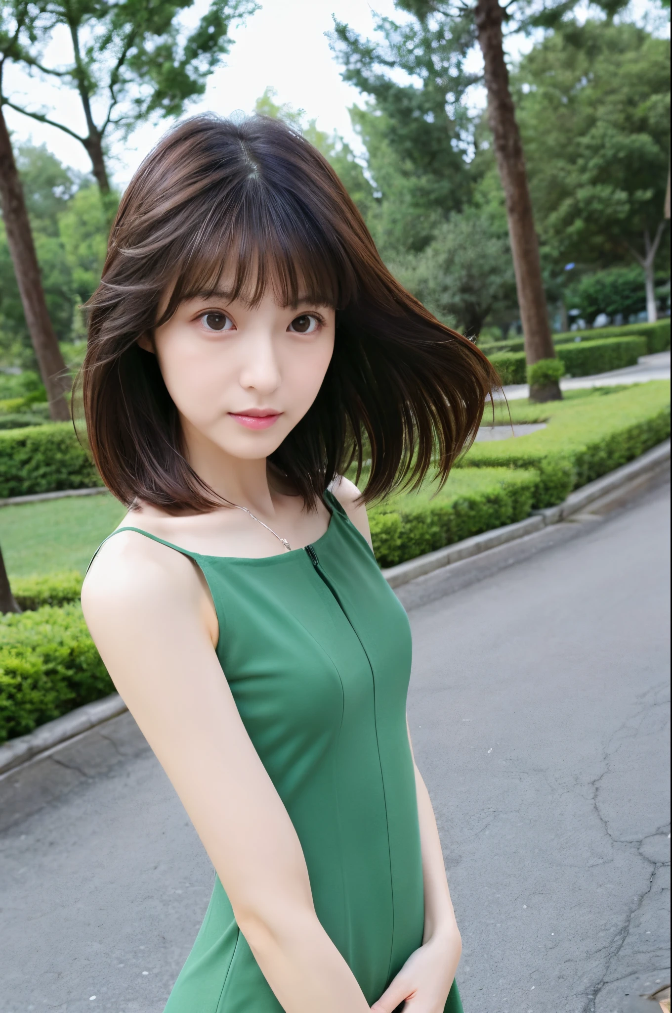 (High reality photograph, high resolusion, detailed face, detailed eyes, various angle) Japanese lady, 40 years old, cute face, skinny figure, very skinny waist, various hair style, various tight dress with emphasizing her body line, standing in a various place, full-body photo